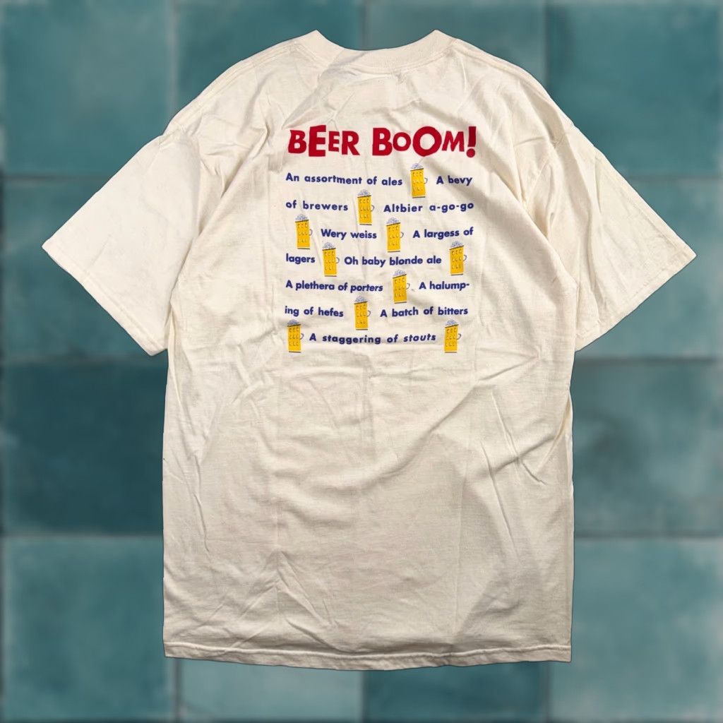 Tultex VINTAGE Beer Boom Funny Graphic T Shirt 90s Y2K Tultex XL Beige Men Crew Neck Short Sleeve Cotton Graphic Print T-Shirt Size US XL / EU 56 / 4 - 1 Thumbnail