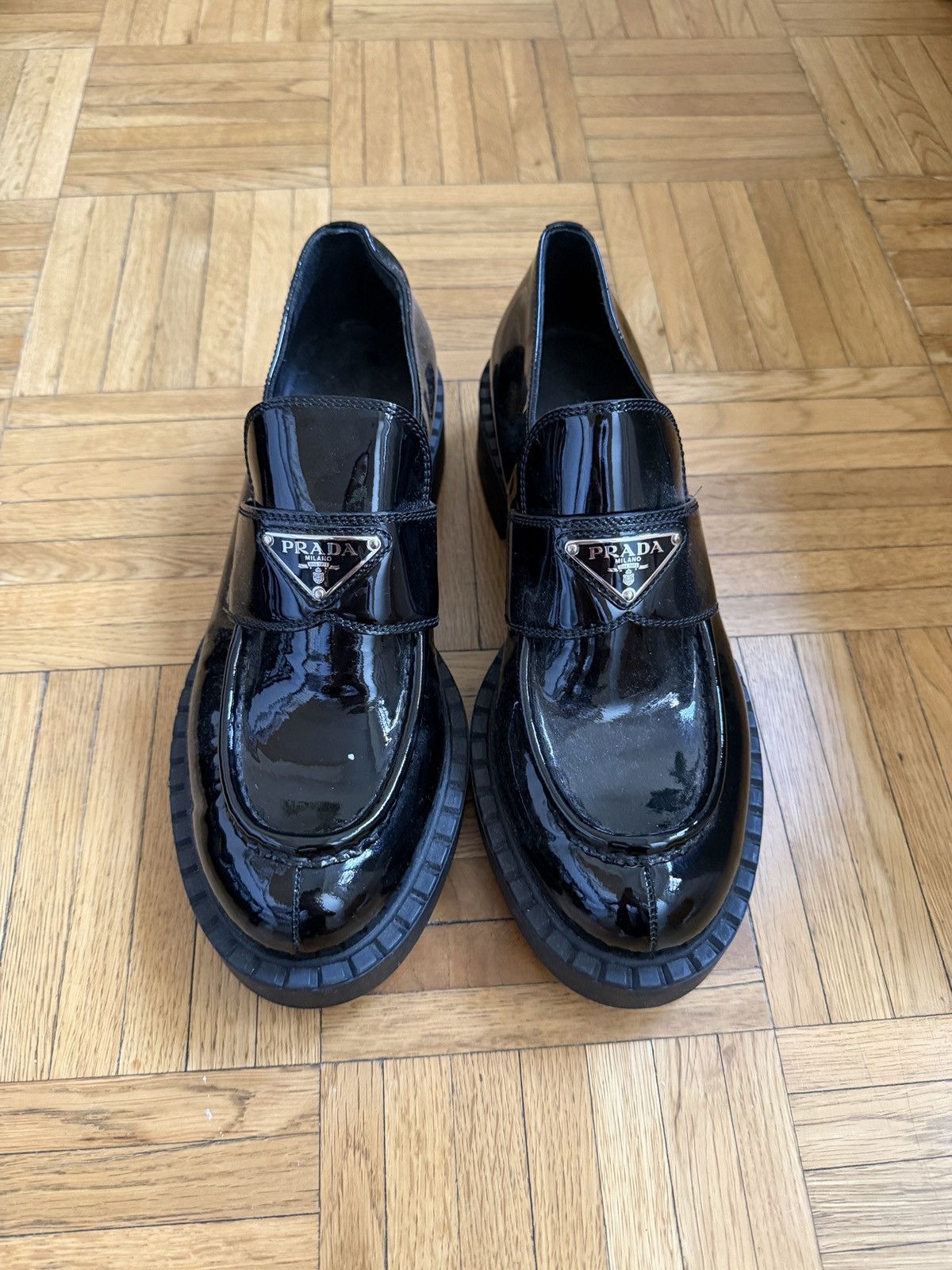 Prada Prada Logo patent leather loafers Size US 9 / IT 39 - 1 Thumbnail