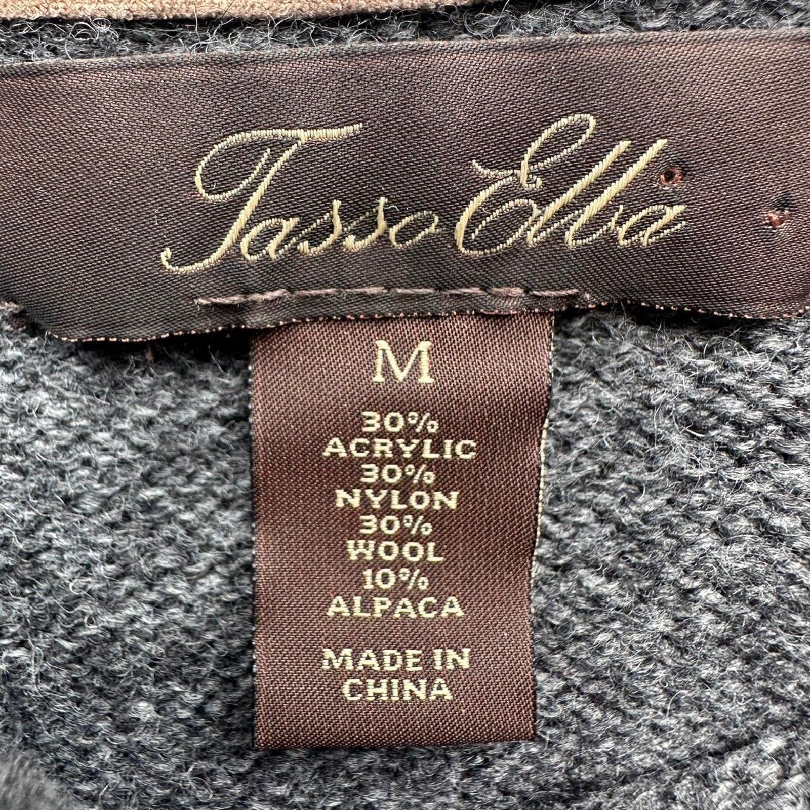 Tasso Elba Grey wool blend Tasso Elba sweater with geometric pattern Size M / US 6-8 / IT 42-44 - 3 Thumbnail
