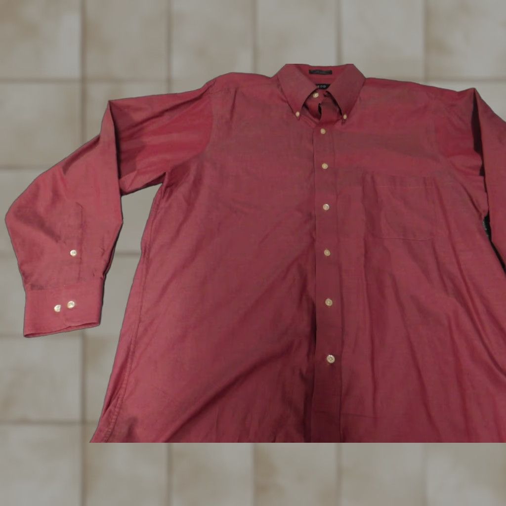 Izod IZOD Shirt Mens Large Red Easy Care Classic Button-Up Knit Cotton Long Sleeve Collared Button-Down Logo Size US L / EU 52-54 / 3 - 1 Thumbnail
