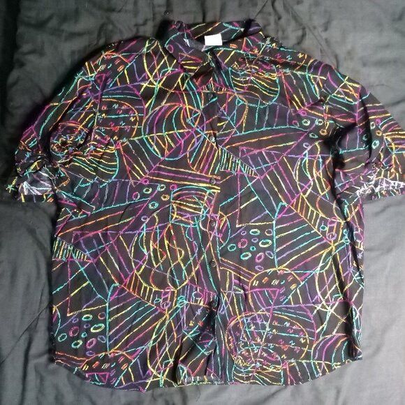 Basic Editions Vintage Basic Editions Abstract Geometric Hawaiian Shirt Size US L / EU 52-54 / 3 - 2 Thumbnail