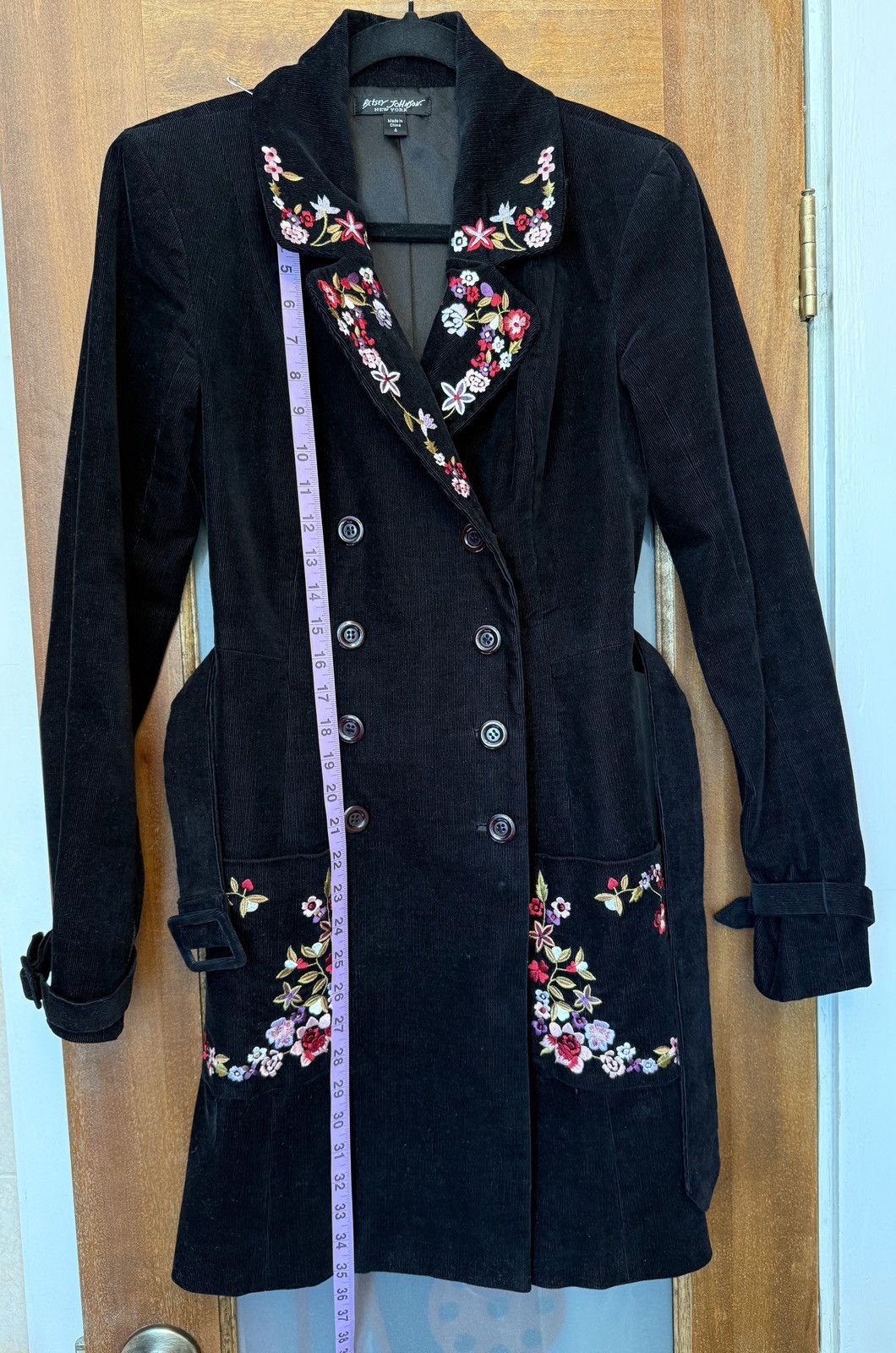 Betsey Johnson Betsey Johnson Black Corduroy Double Breasted Trench Coat Size S / US 4 / IT 40 - 6 Thumbnail