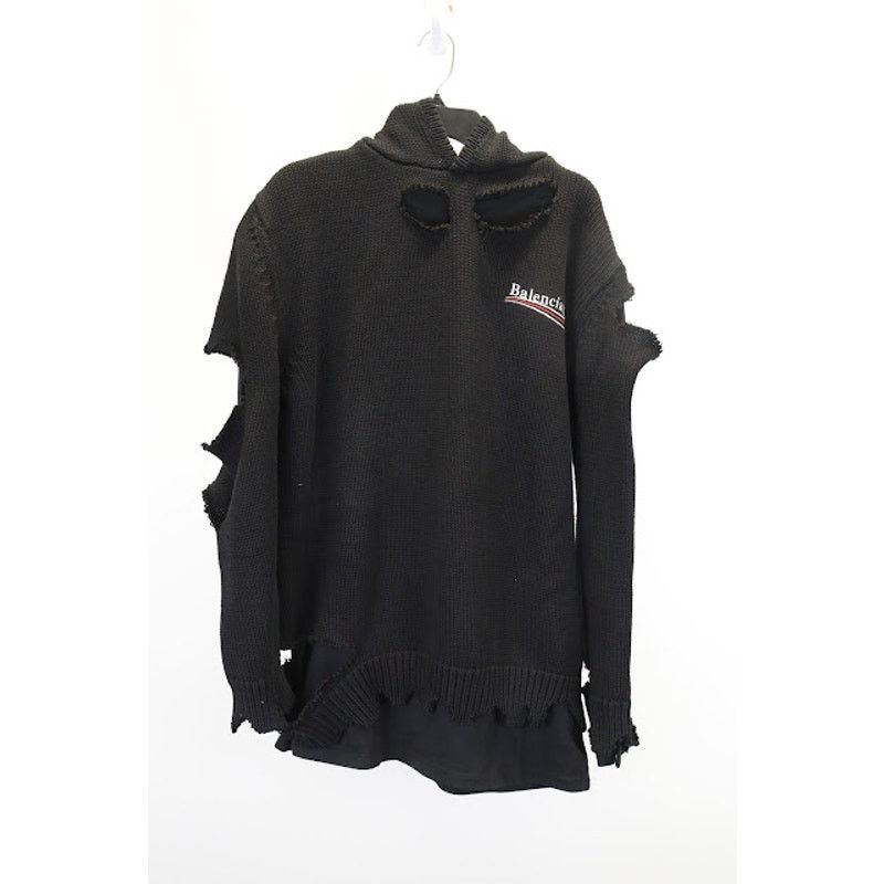 Balenciaga o1rshd1 Political Campaign Distressed Logo Cotton Hoodie Size US XS / EU 42 / 0 - 7 Thumbnail
