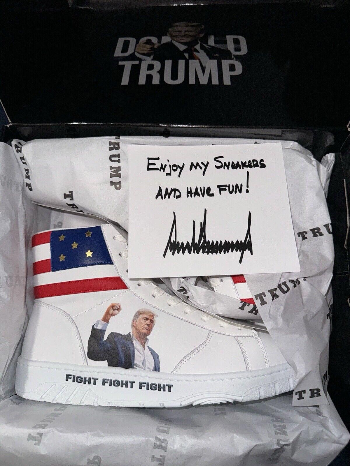 Designer TRUMP SNEAKERS Numbered 525/5000 FIGHT Sneakers sz 11 Size US 11 / EU 44 - 2 Thumbnail