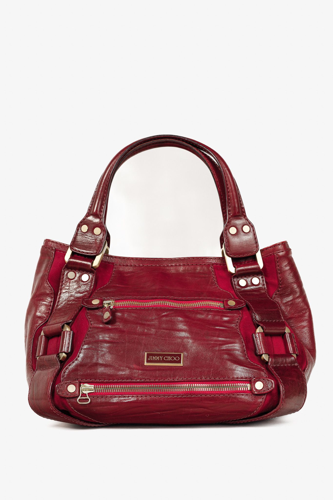 Jimmy Choo Mahala Red Slouchy Leather & Suede Shoulder Bag, Women's