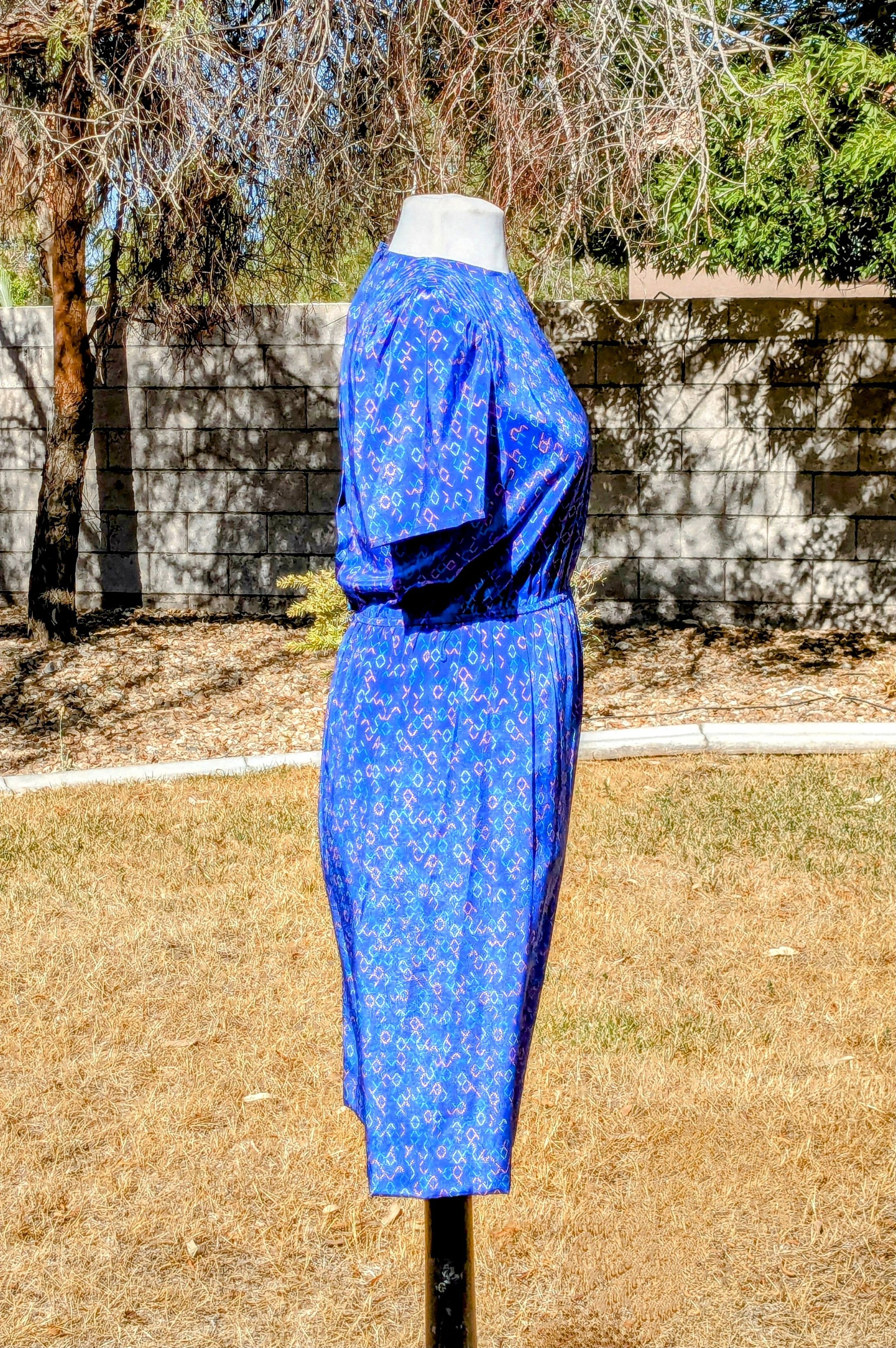 Designer 1980 Shimmer VTG Blouson Maxi Petites for Maggy Dress Size S / US 4 / IT 40 - 3 Thumbnail
