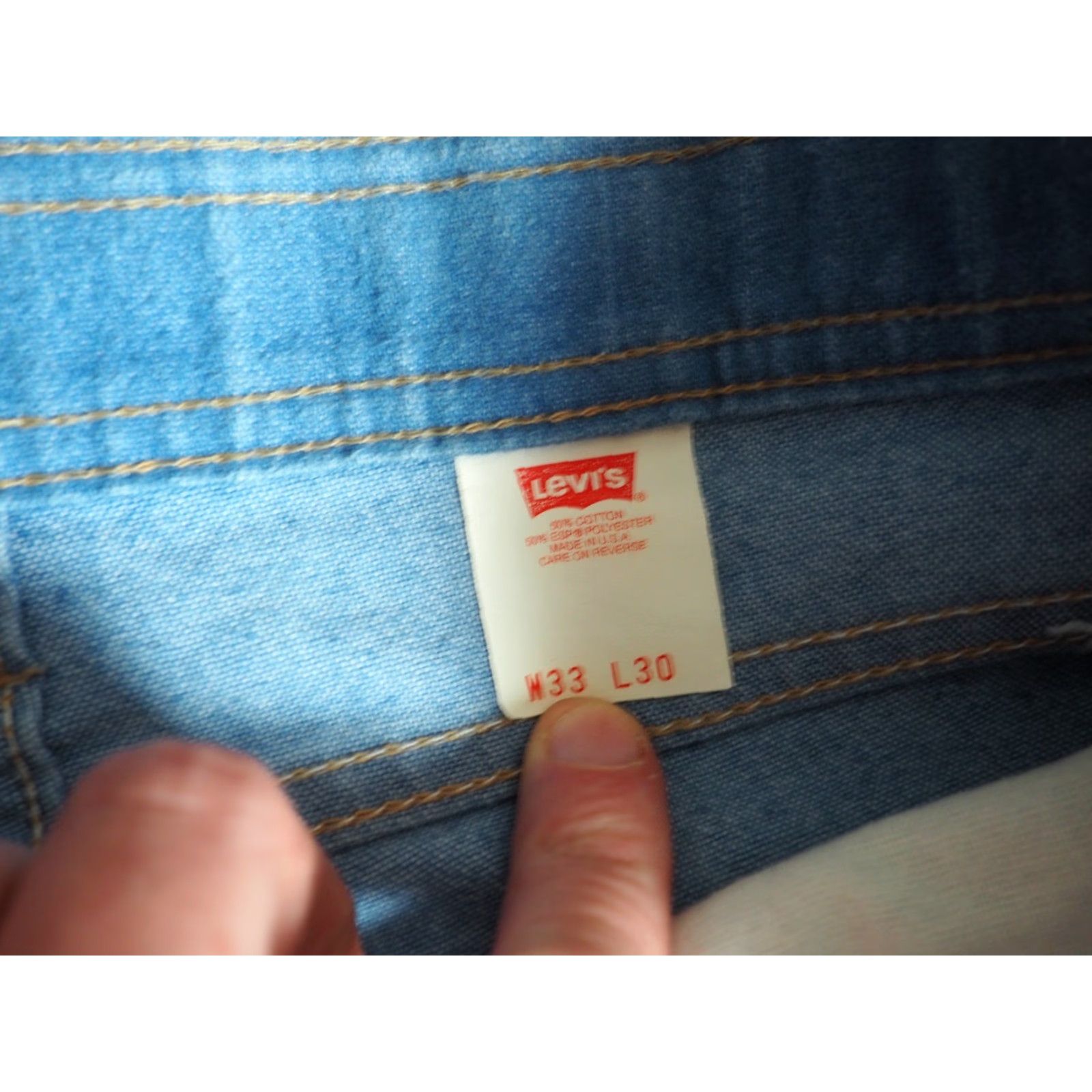 Denime VTG 90s Levis Denim Jeans Pants Blue 30x29 USA Made Mens Size US 30 / EU 46 - 5 Thumbnail