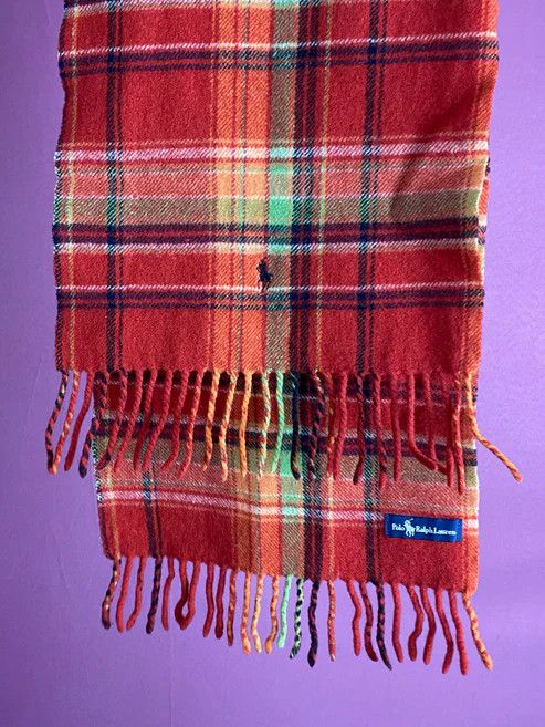 Polo Ralph Lauren × Vintage 90s Polo Ralph Lauren Vintage Plaid Scarf - Red Wool Size ONE SIZE - 5 Thumbnail