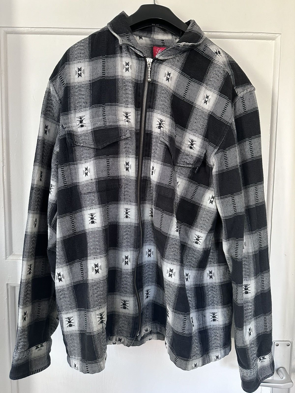 トップス supreme Shadow Plaid Flannel Zip UpShirt Supreme Shadow Plaid Flannel Zip Up Shirt Black Men's - FW22