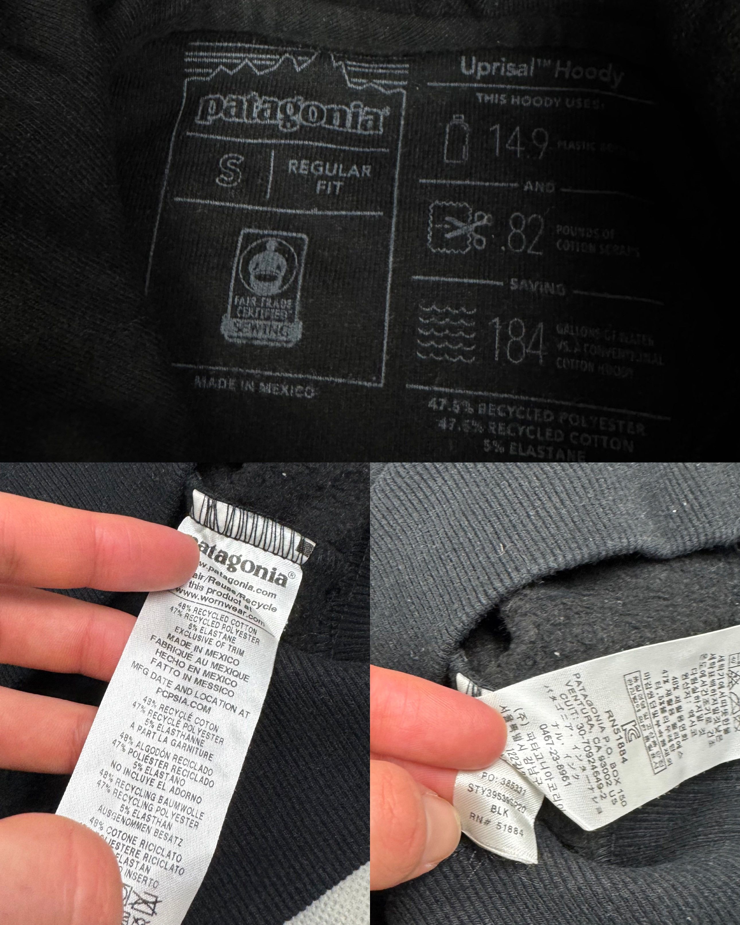 Patagonia Patagonia Uprisal Hoody Men's Black Cotton Logo Hoodie Small Size US S / EU 44-46 / 1 - 4 Thumbnail