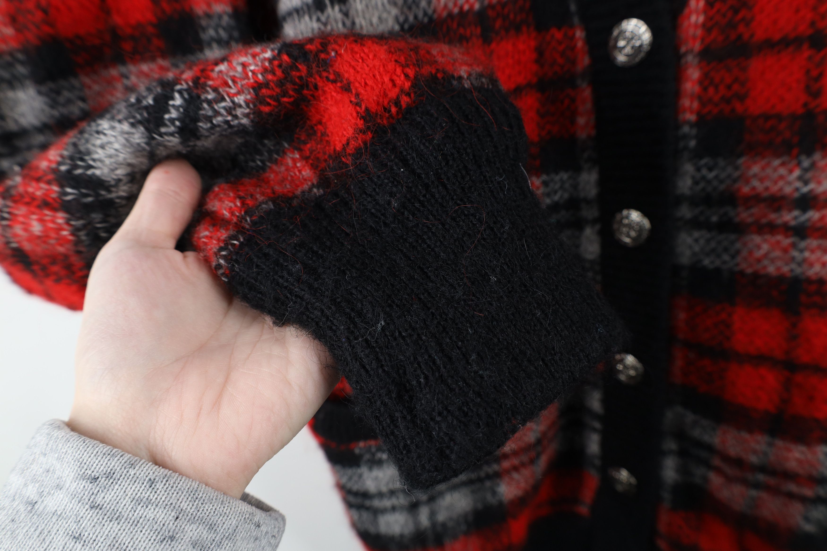 Vintage Vintage 90s Streetwear Blend Knit Cardigan Sweater Plaid Size M / US 6-8 / IT 42-44 - 7 Thumbnail