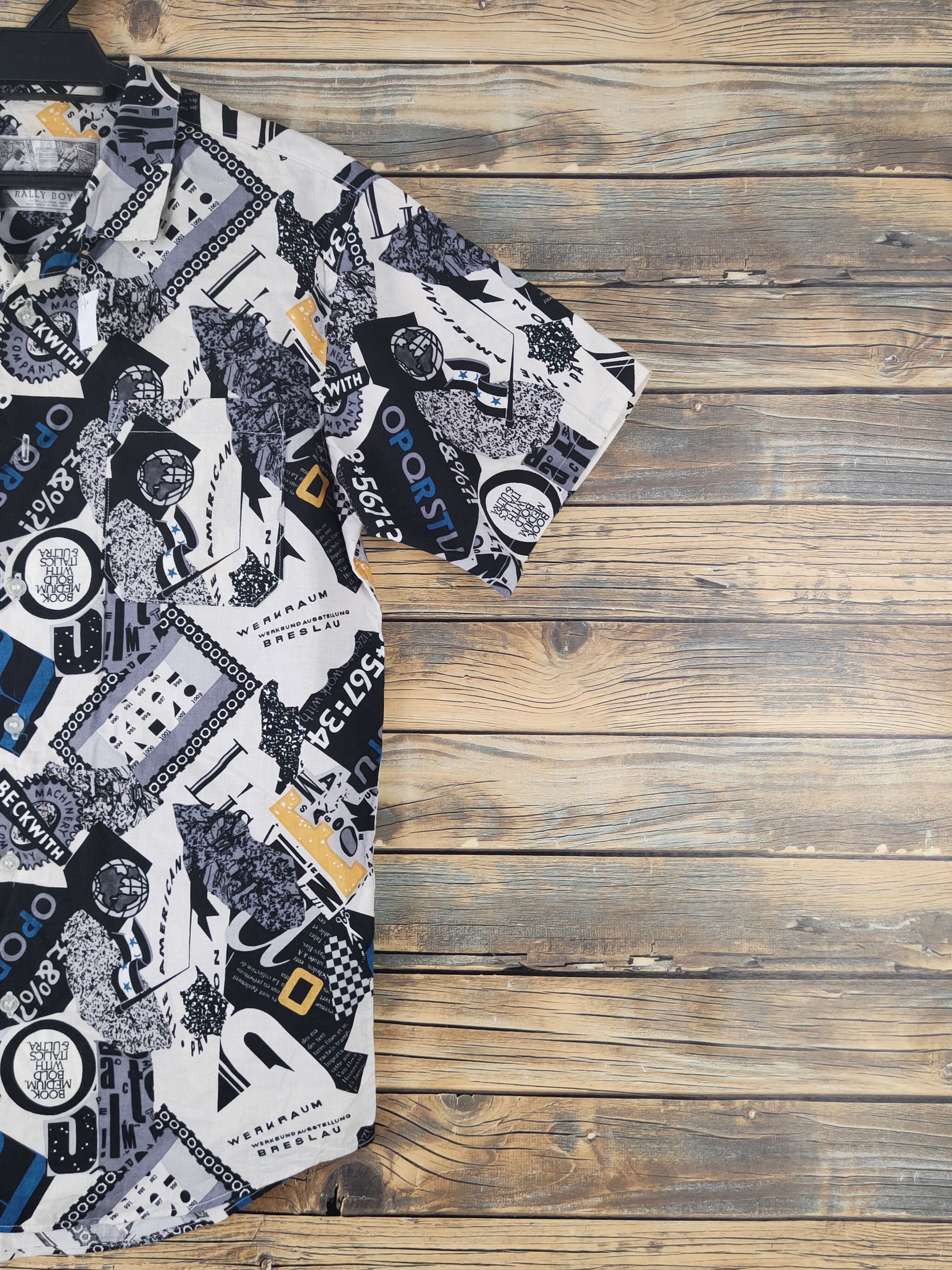 Vintage DL Rally Boy Black White Short Sleeve Button Up Shirts #1676 Size US S / EU 44-46 / 1 - 5 Thumbnail