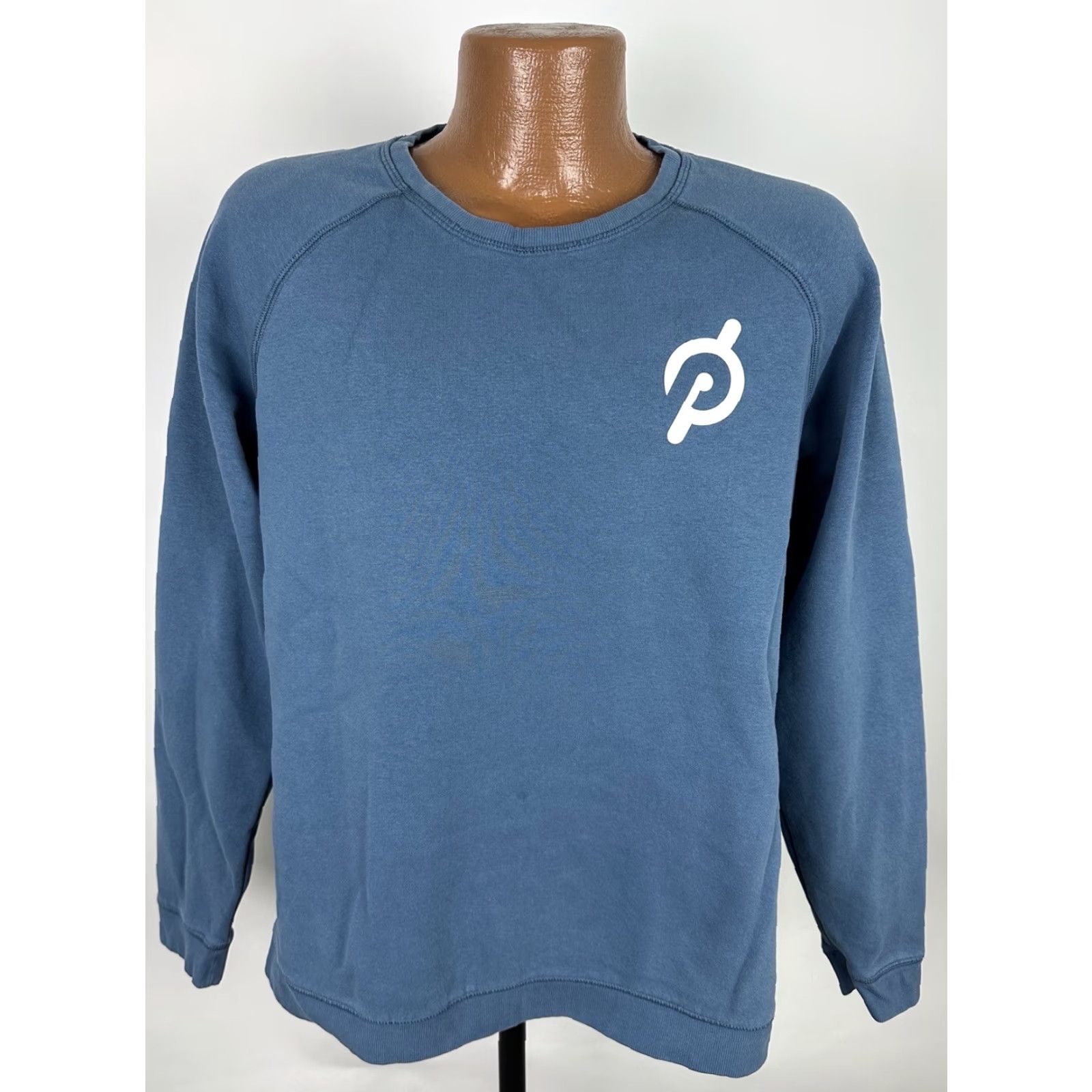 Vintage Peloton Sweatshirt Mens L Blue Raglan Crewneck Logo Spellout Cotton Blend Workout Shirt Size US L / EU 52-54 / 3 - 2 Thumbnail
