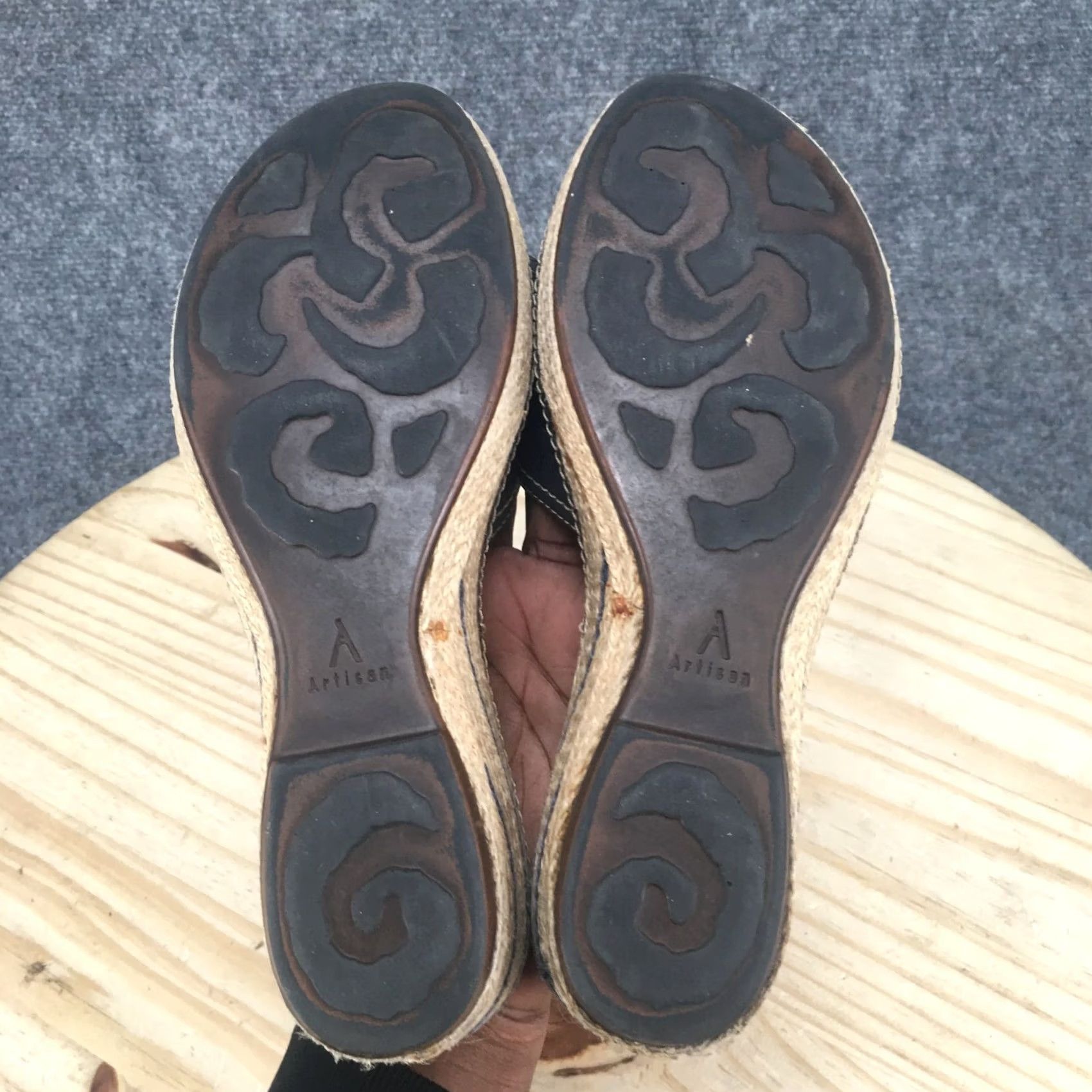 Clarks Clarks Artisan Sandals Womens 7.5 M Espadrille Slides Blue Leather Wedge Casual Size US 8 / IT 38 - 6 Thumbnail