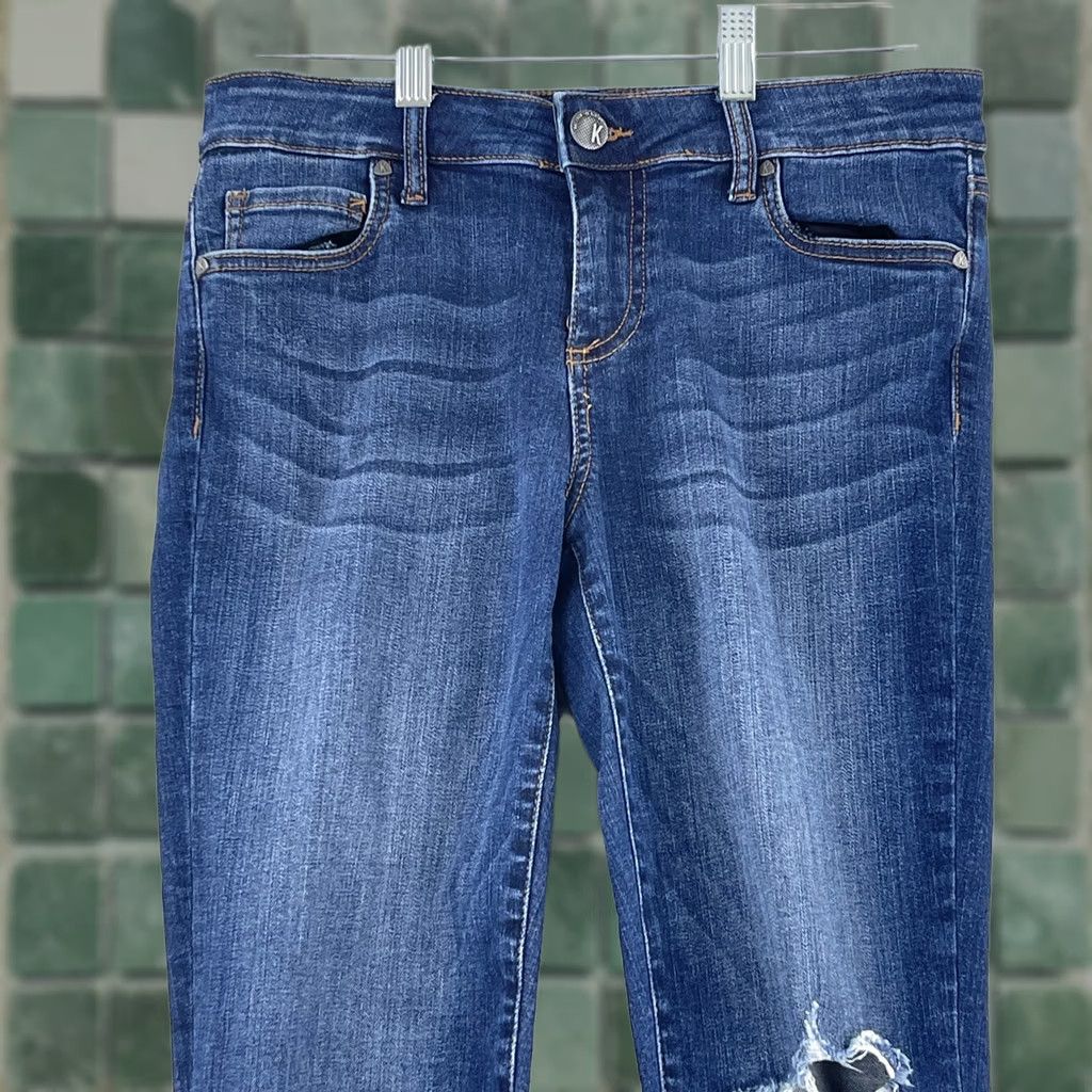 Vintage KUT from the Kloth Donna Crop Skinny Jeans Womens Size 4 Blue Distressed Casual Denim Jeans Crop Skinny Size 27" / US 4 / IT 40 - 1 Thumbnail