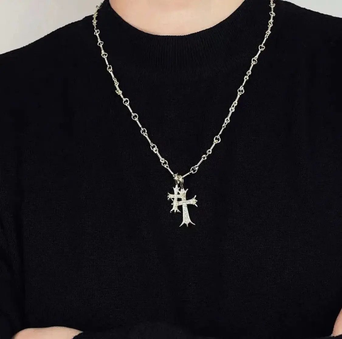 Jewelry Double Cross Necklace Punk Gothic Size ONE SIZE - 1 Thumbnail