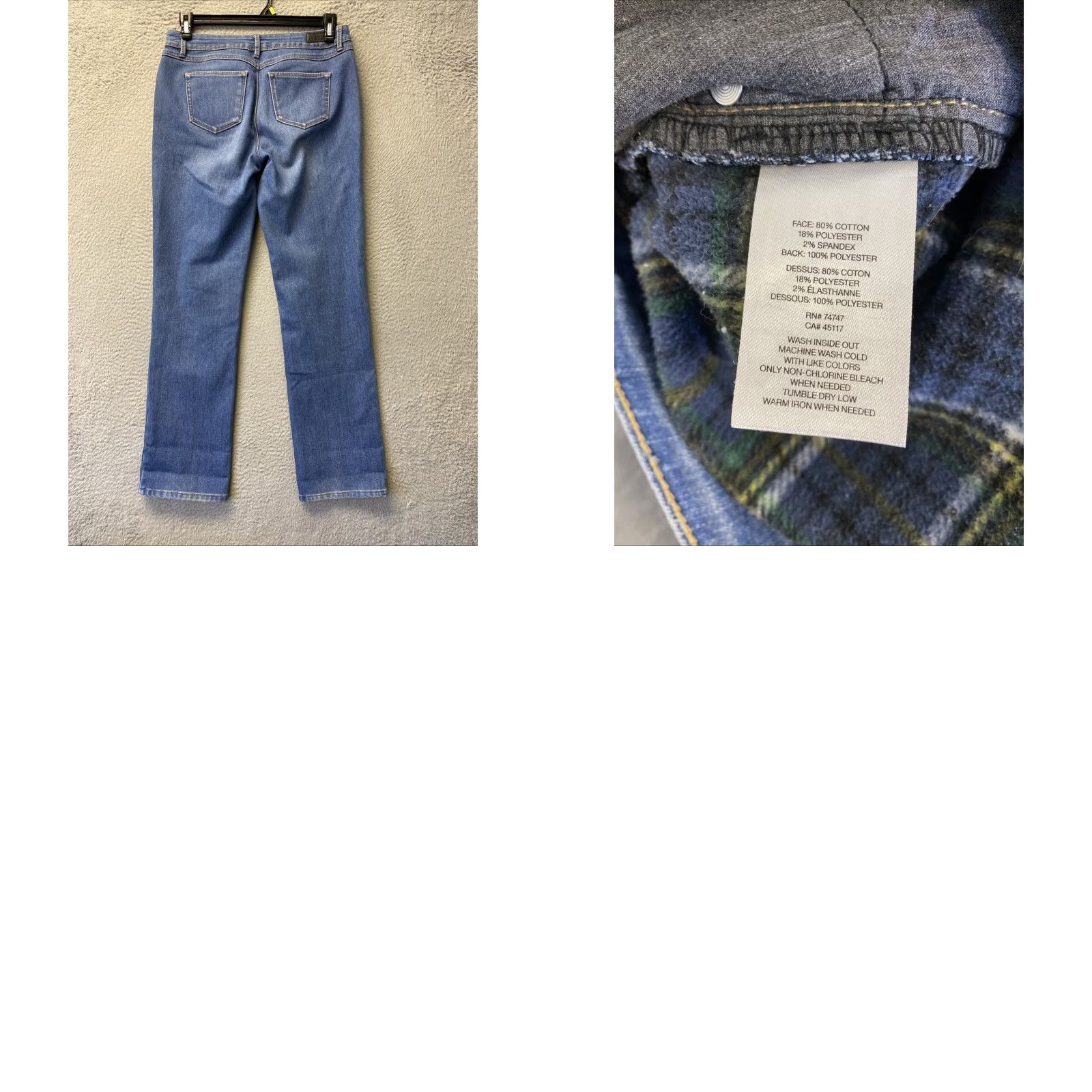 Vintage Natural Reflections Jeans Womens 6 Straight Fleece Lined Flannel Pants Blue 30 Inseam Medium Denim Cotton Polyester Spandex 5-Pocket Winter Size 28" / US 6 / IT 42 - 8 Thumbnail
