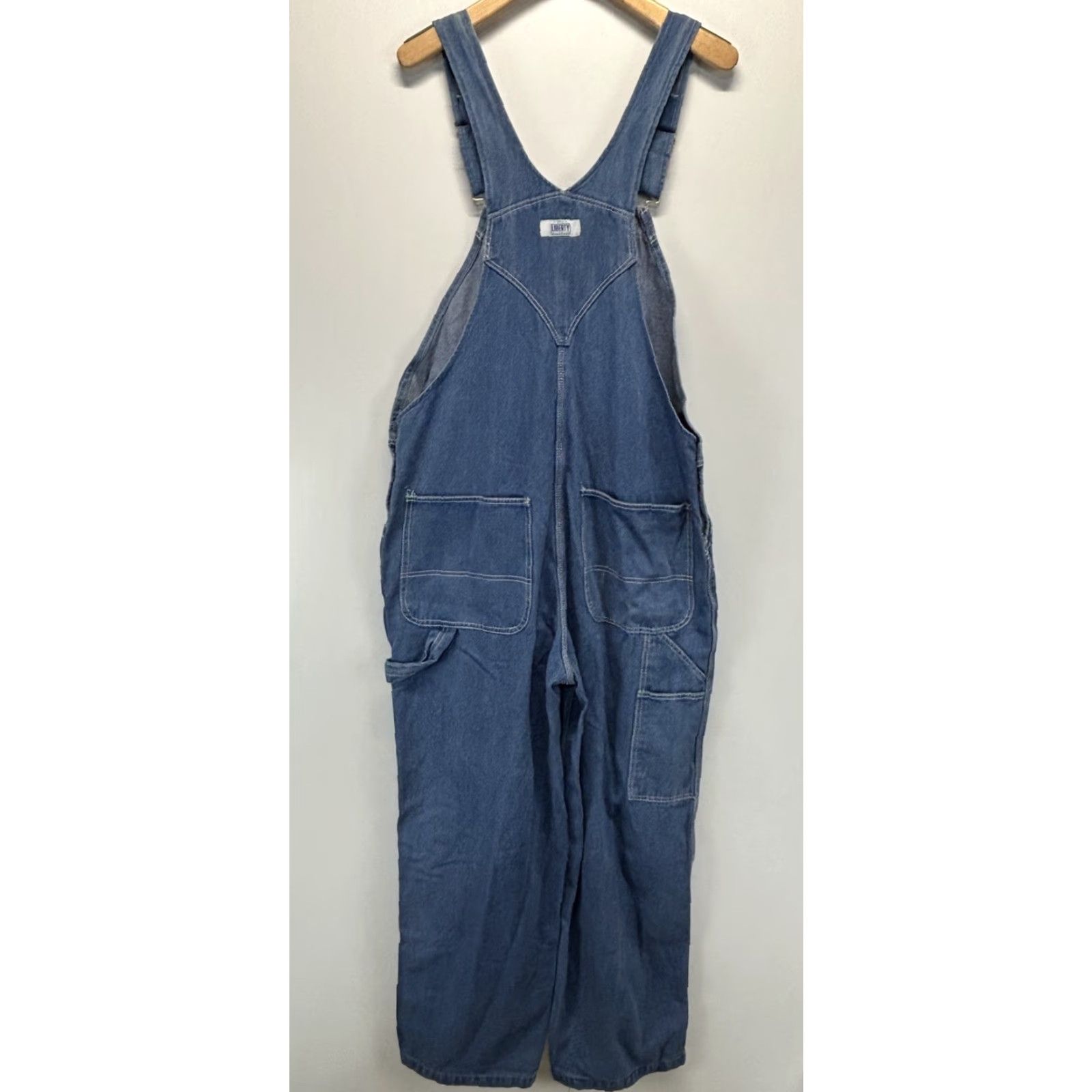 Denime VINTAGE Liberty Overalls Farmer Bibs Denim Blue 42x32 Men's Workwear 80s 90s Western USA Mens Size US 42 / EU 58 - 3 Thumbnail