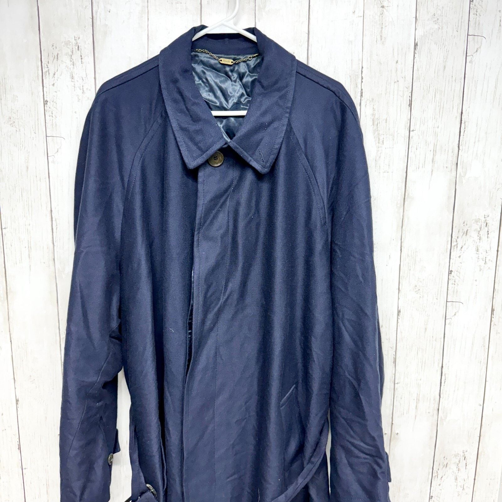 Vintage Vintage Reporter Coat Large Navy Button Belted Long Peacoat Size L / US 10 / IT 46 - 1 Thumbnail