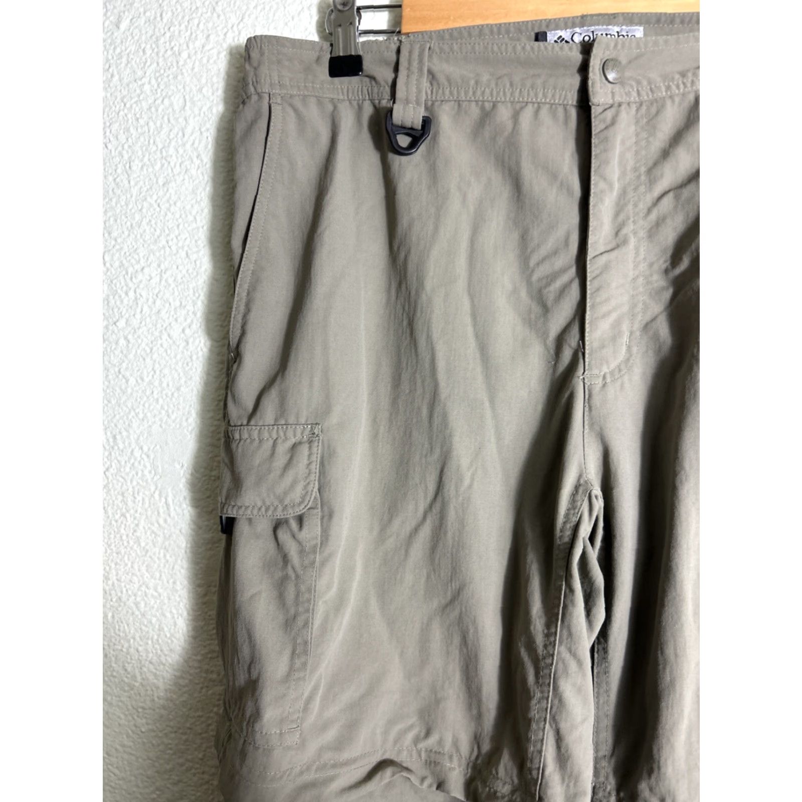 Olive Columbia GRT Convertible Cargo Pants Men's L Olive/Gray Nylon Quick Dry Pockets Ankle Zip Casual Travel Size US 33 - 4 Thumbnail