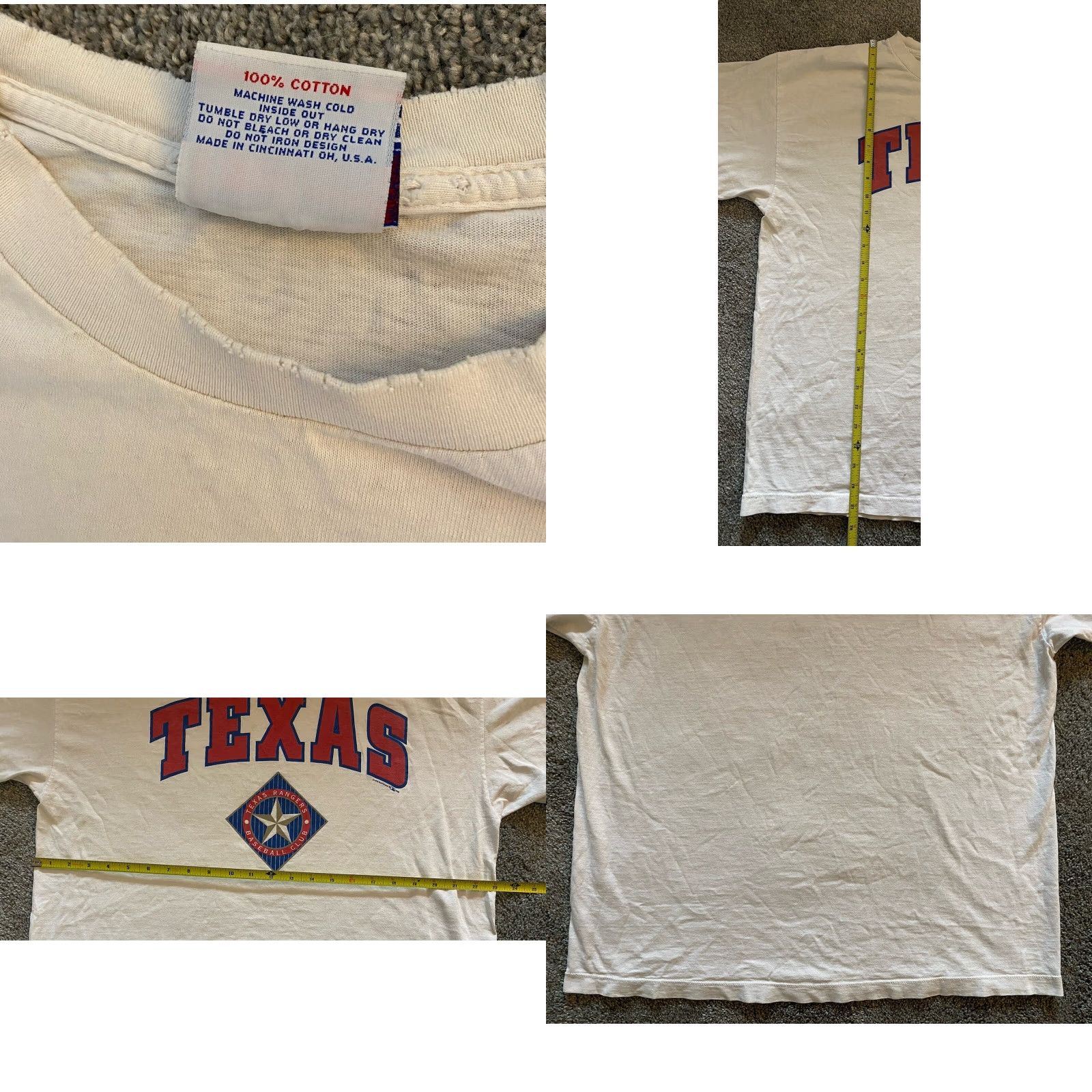 Vintage VINTAGE Crable Sportswear T-Shirt Men Large MLB Texas Rangers White 1990s 90s Sports Grunge USA Classic Hipster Single Stitch Short Sleeve Size US L / EU 52-54 / 3 - 9 Thumbnail