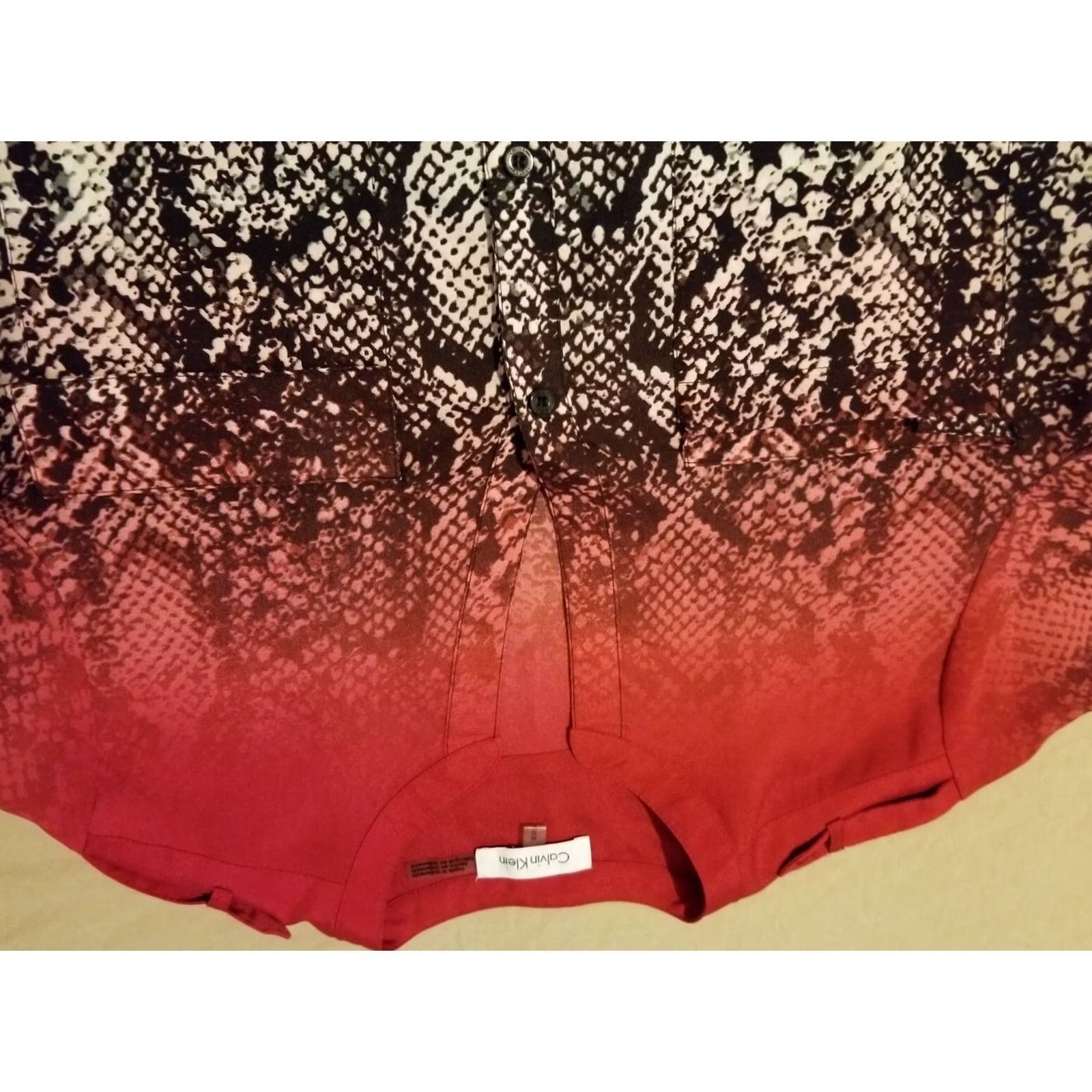 Calvin Klein Womens Calvin Klein Shirt M Medium Red Black Blouse Size M / US 6-8 / IT 42-44 - 2 Thumbnail