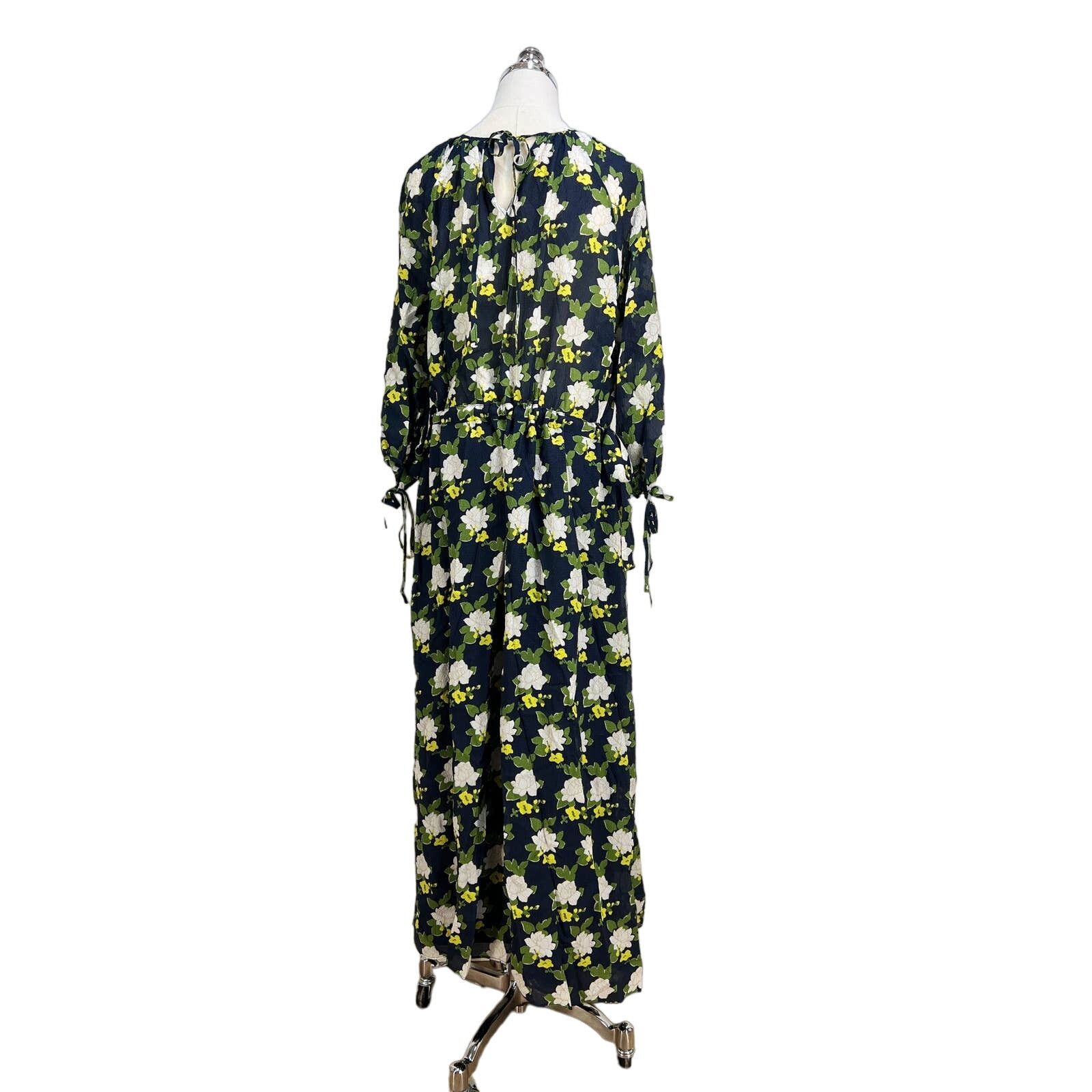 Anthropologie Anthropologie Whit Sadie Maxi Silk Floral Dress Navy Blue Size XS / US 0-2 / IT 36-38 - 16 Thumbnail