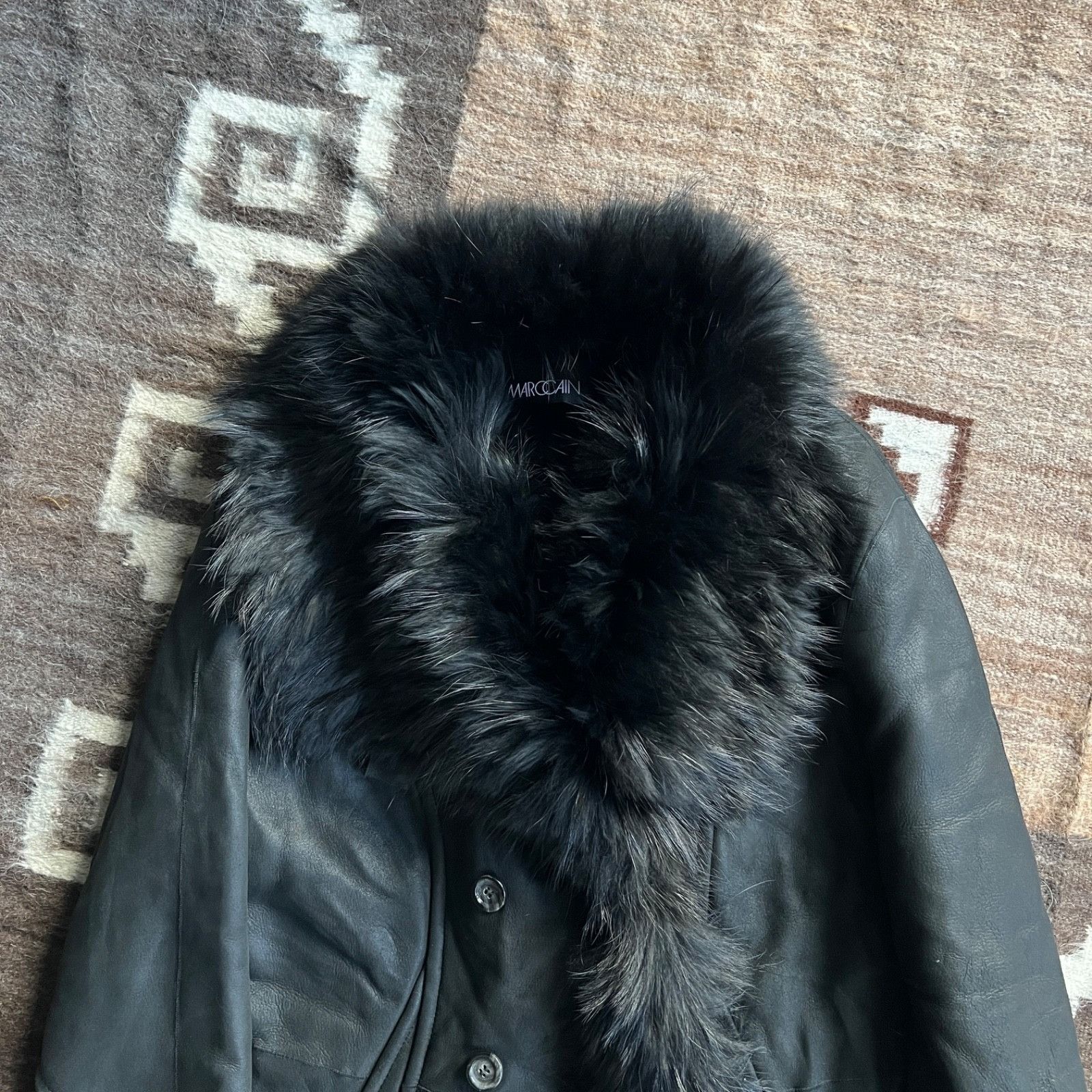 Leather Marc Cain Leather Shearling Fur Collar Coat 9777AC Size M / US 6-8 / IT 42-44 - 5 Thumbnail
