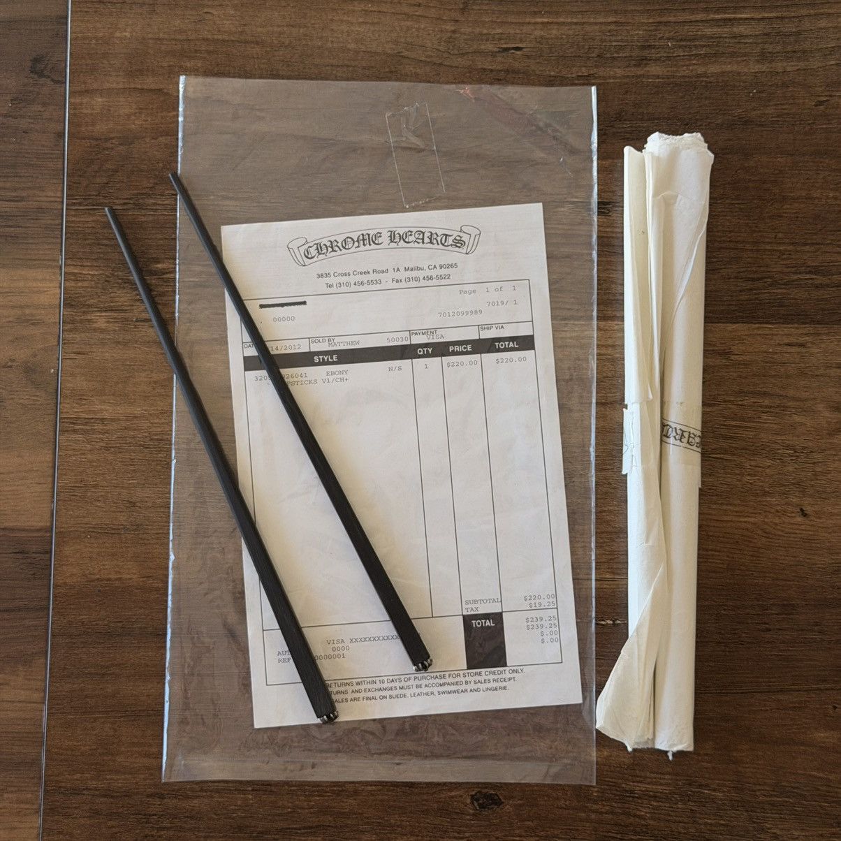Chrome Hearts Chrome Hearts Chopsticks 100% Authentic RARE 2012 Ebony Wood Size ONE SIZE - 1 Thumbnail