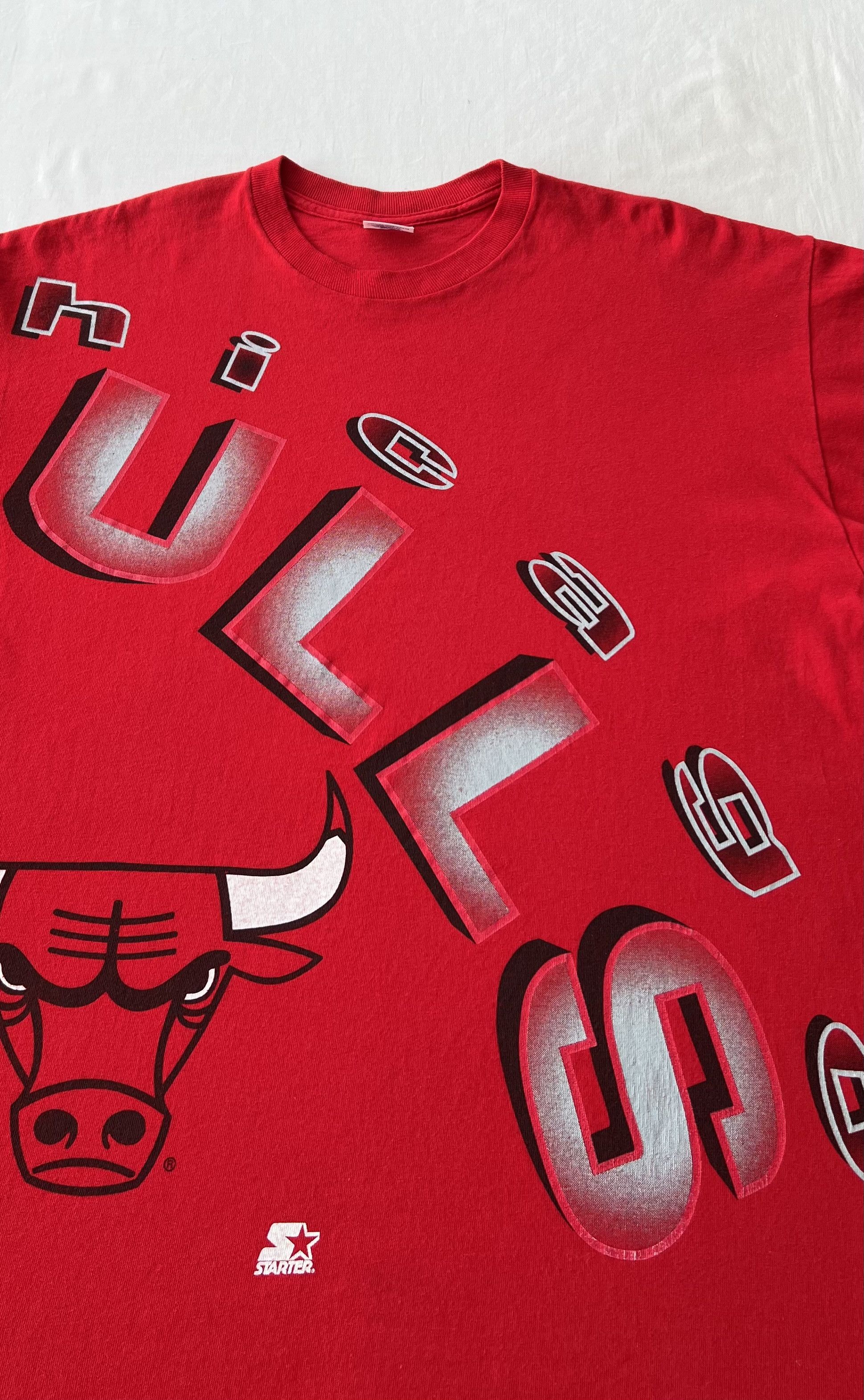 NBA Vintage 90s Chicago Bulls NBA Basketball Starter Red T-shirt Size US L / EU 52-54 / 3 - 3 Thumbnail