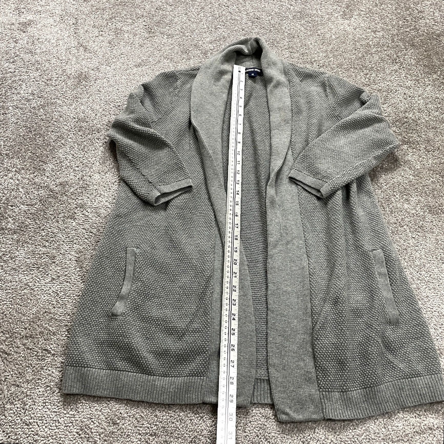 Lands' End Lands' End Cardigan Sweater Womens Medium Black Open Hip Pockets Zipper Knit Cotton, Polyester, Spandex Casual Soft Size M / US 6-8 / IT 42-44 - 4 Thumbnail