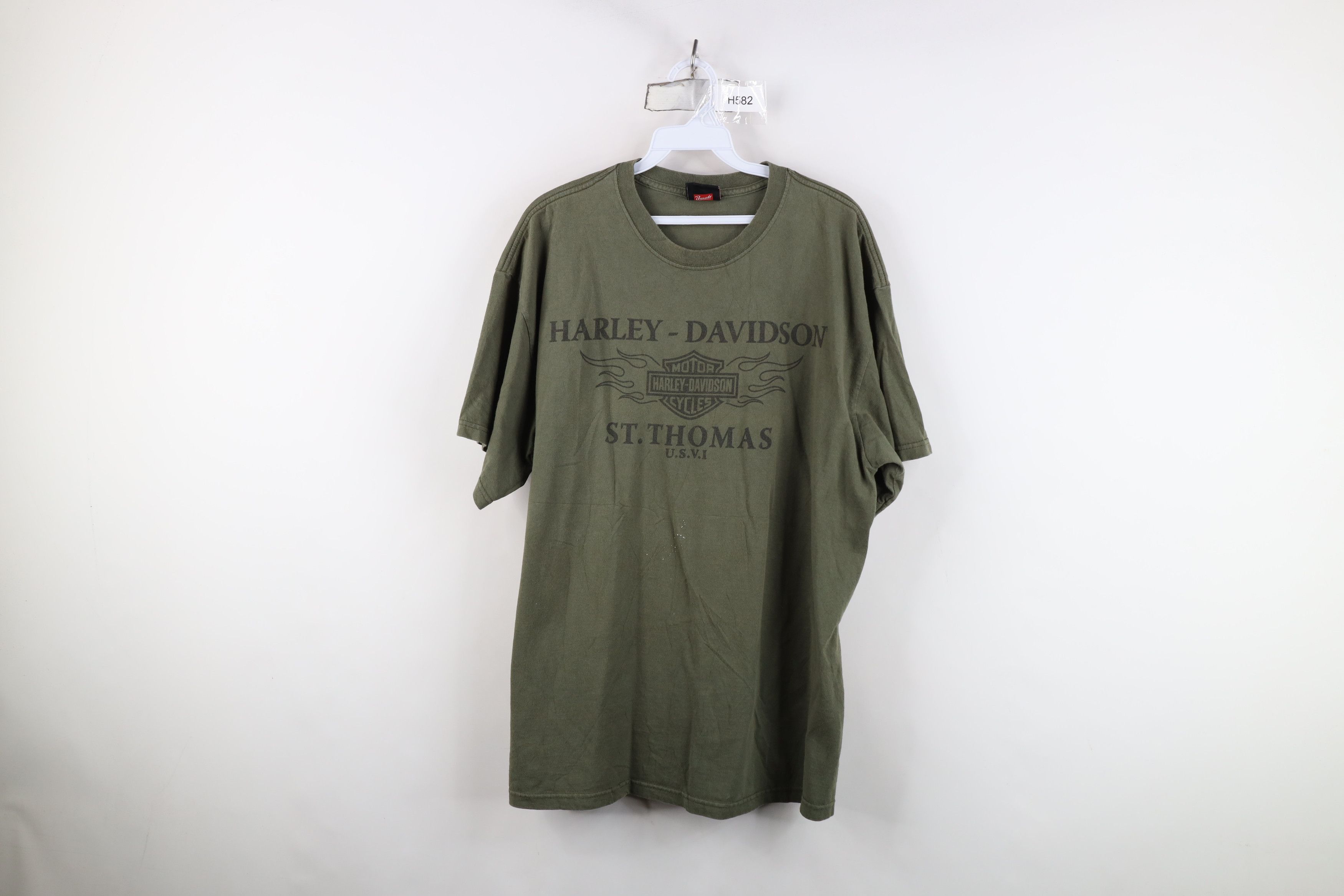 Harley Davidson Vintage Y2K Harley Davidson Spell Fire Flames T-Shirt Green Size US XL / EU 56 / 4 - 1 Thumbnail