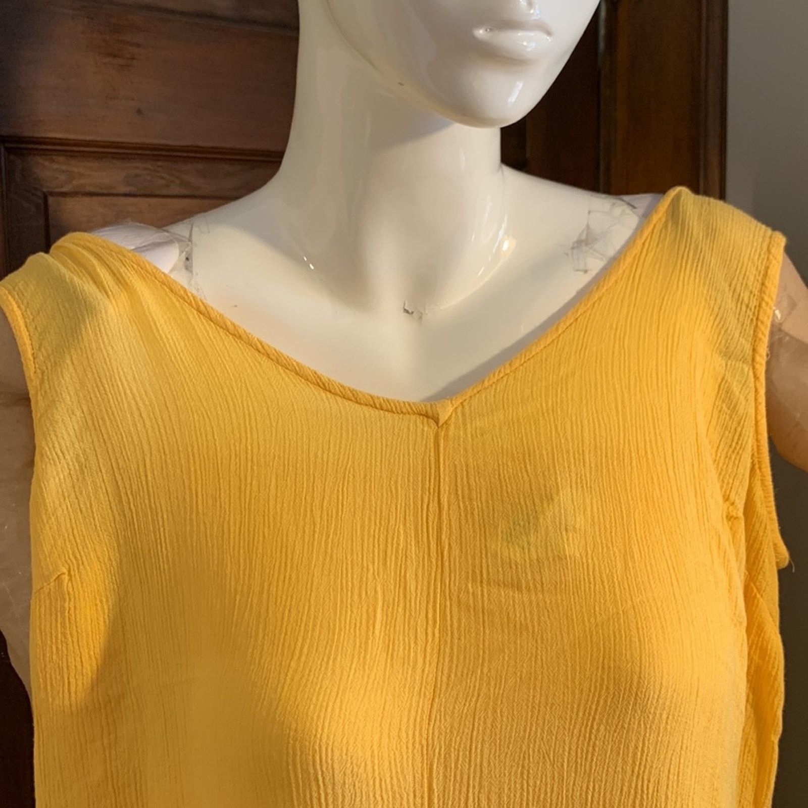 Vintage Goa India Yellow Gauzy Overalls Size 34" / US 12 / IT 48 - 1 Thumbnail