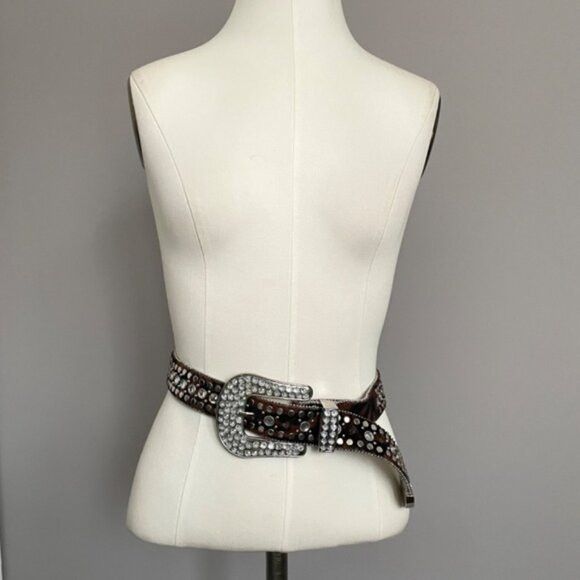Other Animal Print Faux Fur Studded Rhinestone Belt - Large Size ONE SIZE - 9 Thumbnail