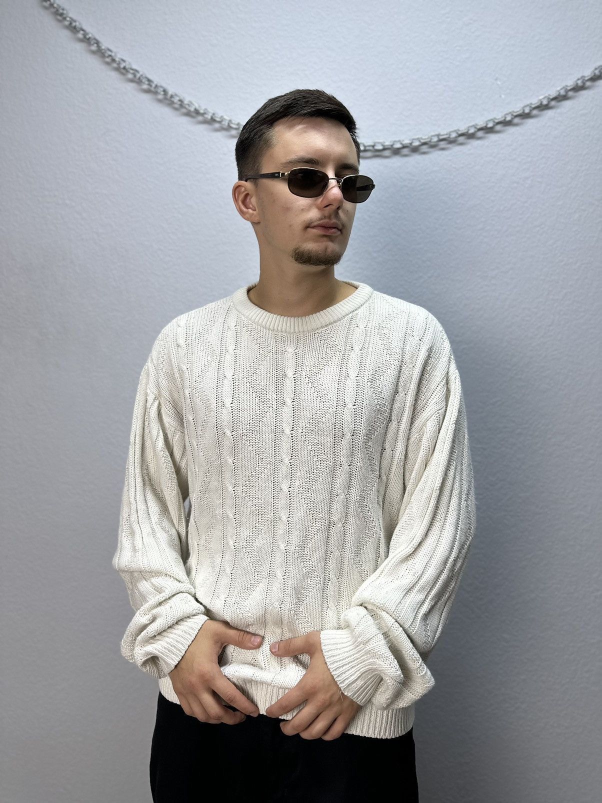 Vintage sweater Christian Dior knit stripped distressed fade