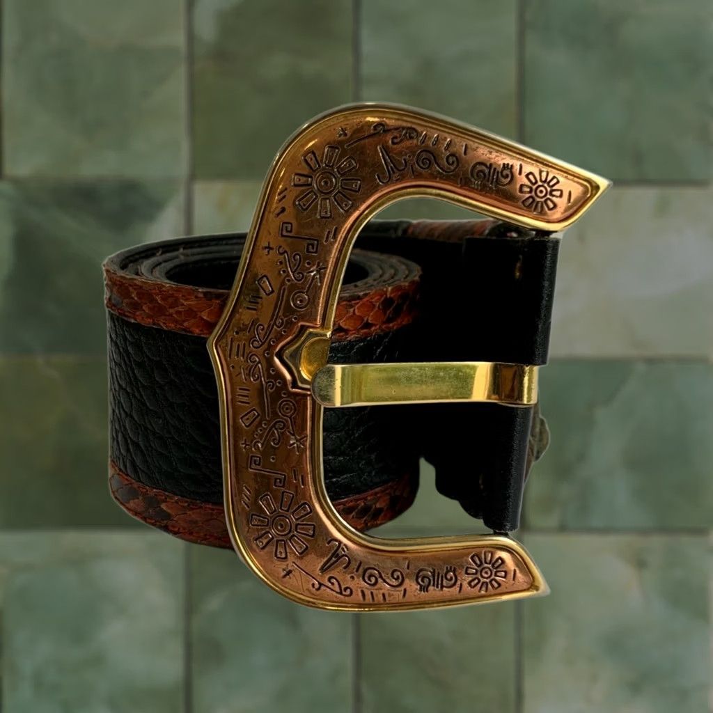 Vintage VINTAGE Werner Herbrand Belt - Black Textured Leather & Red Snakeskin 40 - Designer Belt - Women - 40 - Black - Mixed Media - Vintage Size ONE SIZE - 1 Thumbnail