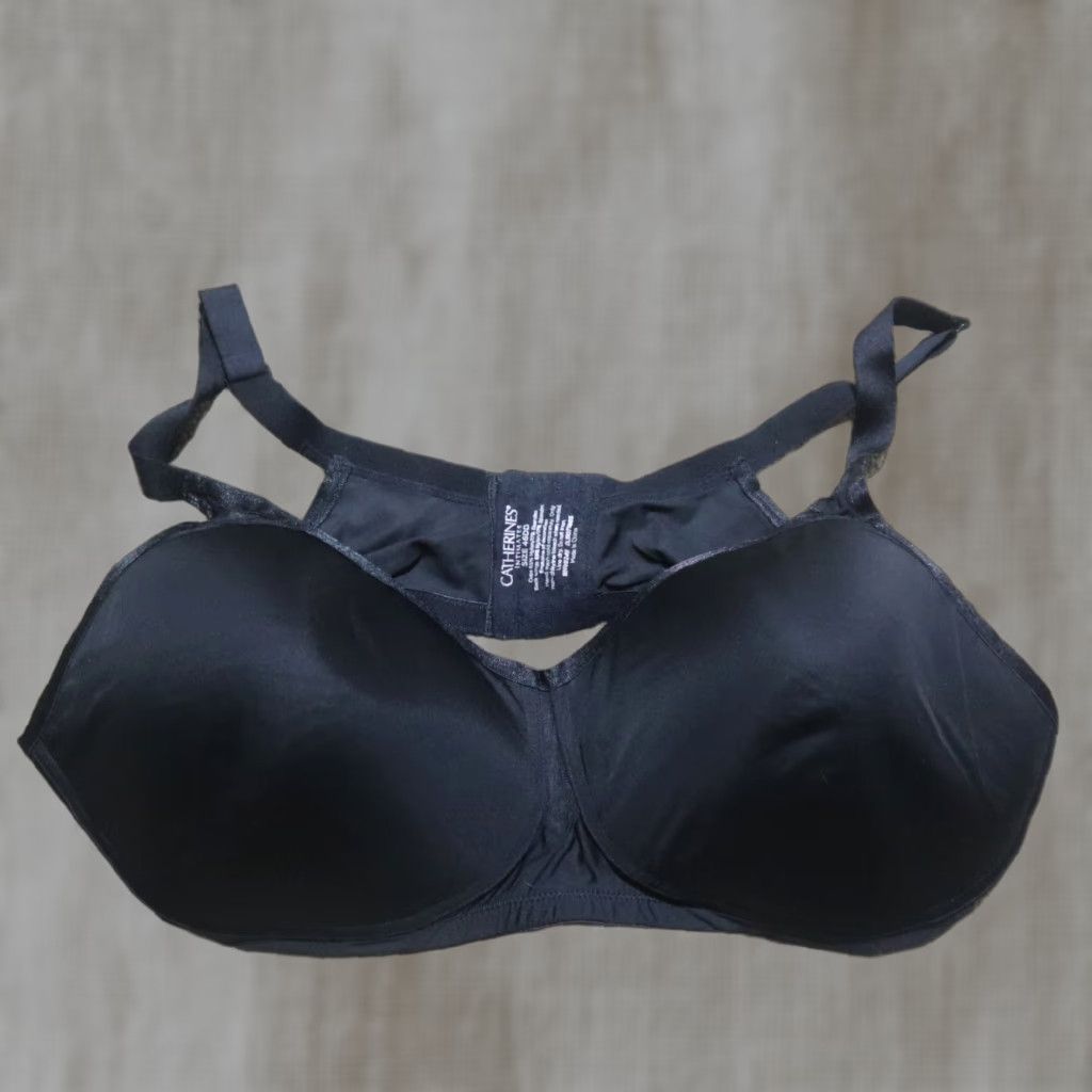 Vintage Catherines Bra Black DD Padded Underwire Lace 46DD Plus Size Wide Strap Vintage No (adjusted) Size ONE SIZE - 1 Thumbnail