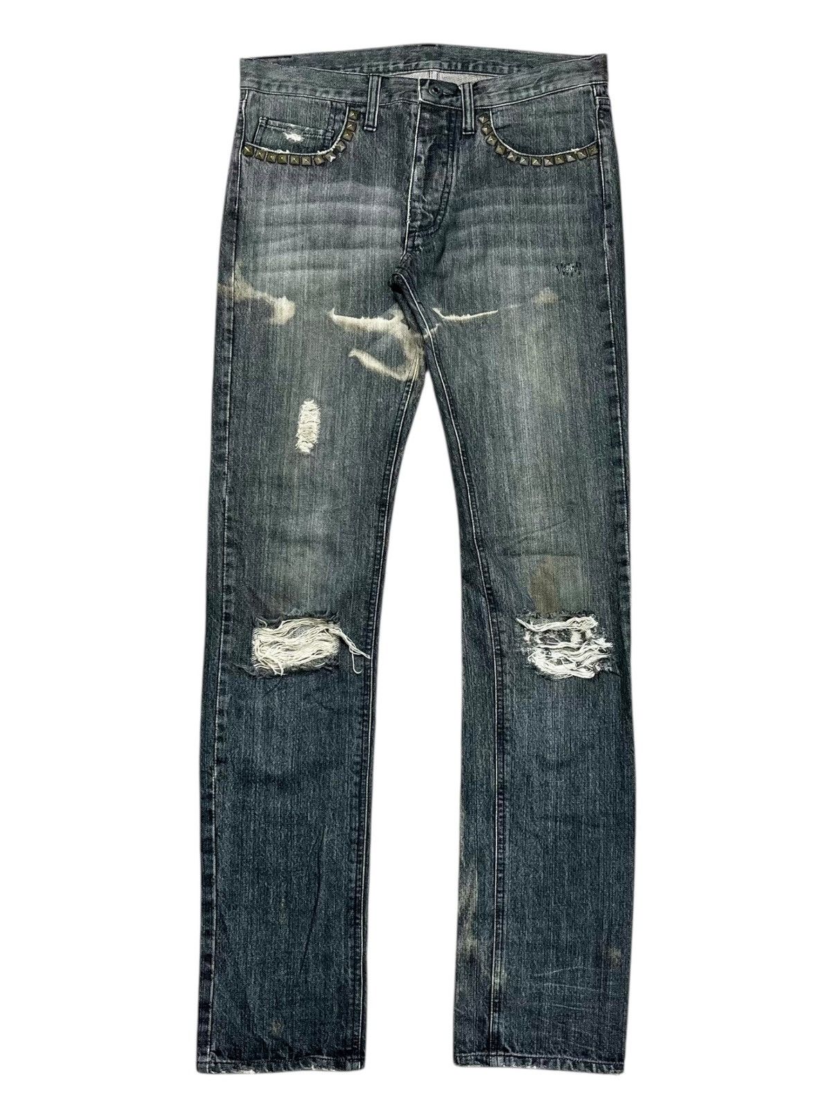 BUFFALO BOBS 2000s Edge Rupet - Rockstar Ripped Denim Pants Size US 29 - 1 Thumbnail