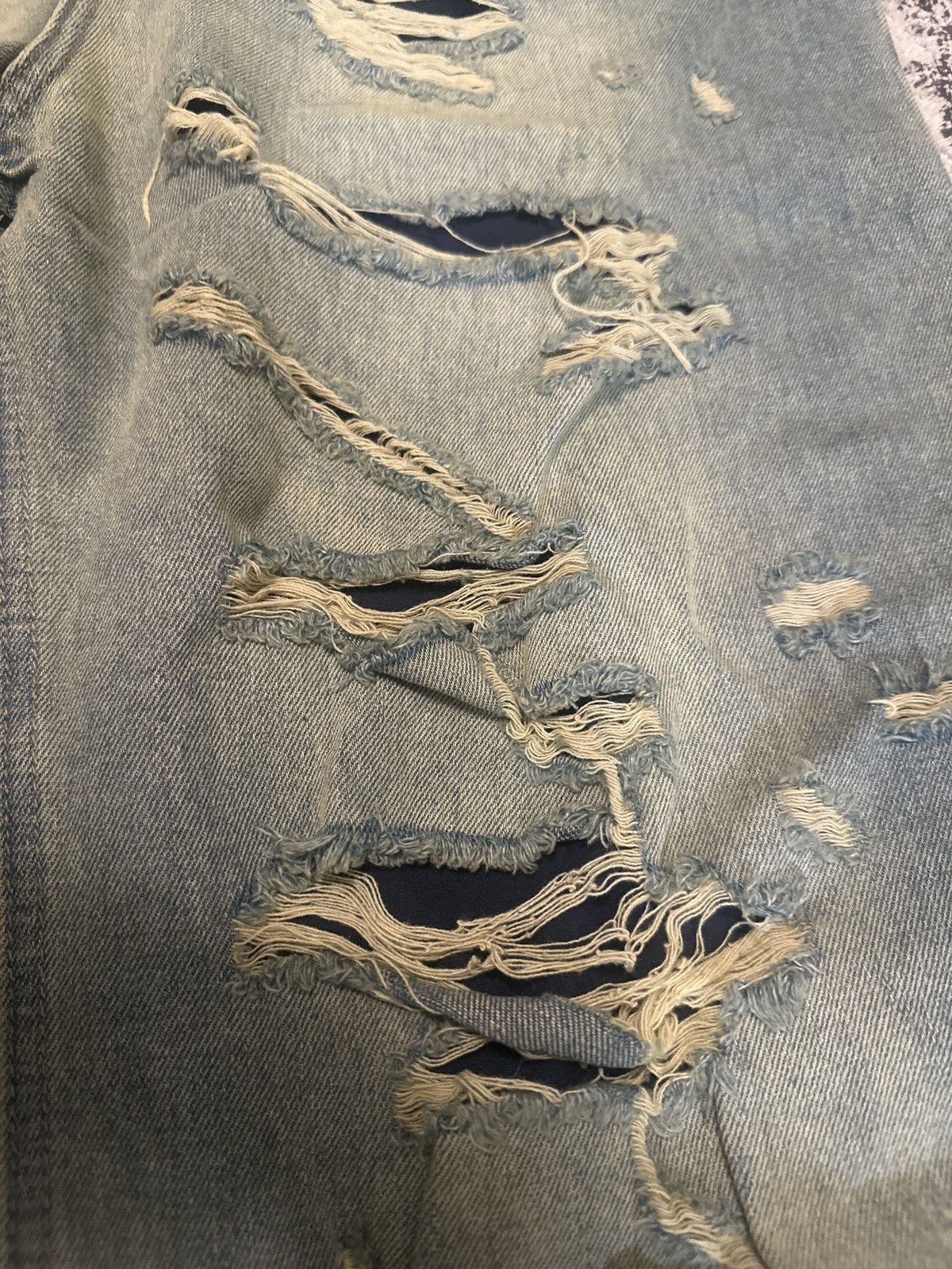 Japanese Brand Custom Ripped Layered Distressed Denim Pants Size US 34 / EU 50 - 3 Thumbnail