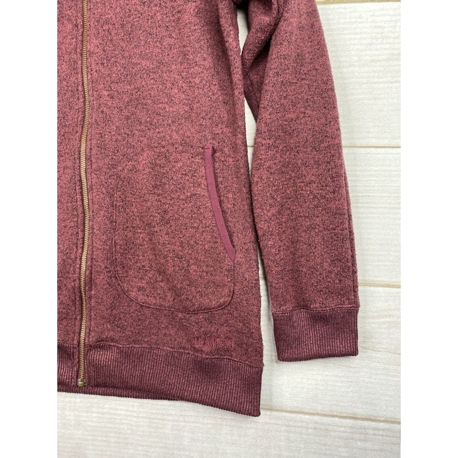 Burton Burton Womens Sweater Full Zip Hoodie Sz L Burgundy Pockets Long Fleece Knit Size L / US 10 / IT 46 - 5 Thumbnail
