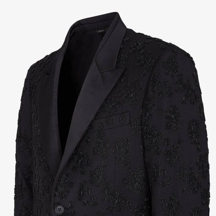 Fendi o1s1wg111224 Wool And Silk Jacket in Black Size US L / EU 52-54 / 3 - 3 Thumbnail