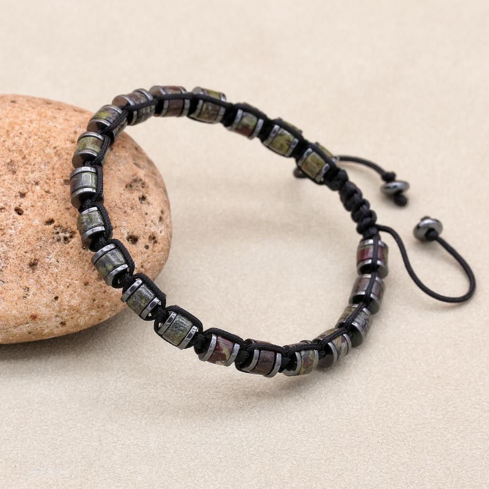 Handmade × Vintage 18.5cm Natural Stone Hematite Beads Braided Bracelet Size ONE SIZE - 6 Thumbnail