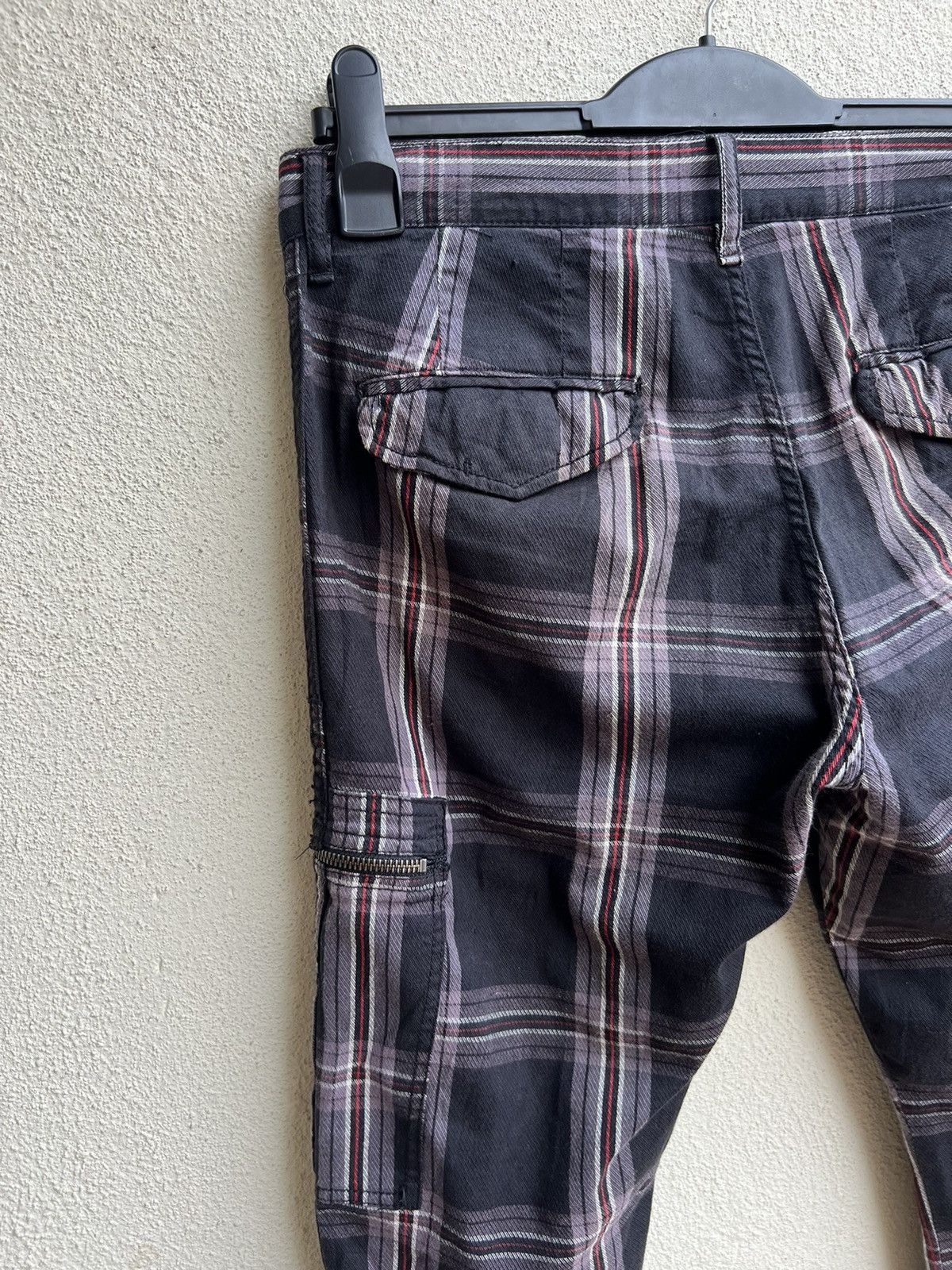 Shellac Double Edge Japan Multi Pocket Plaid Flare Cargo Trouser Size US 31 - 18 Thumbnail