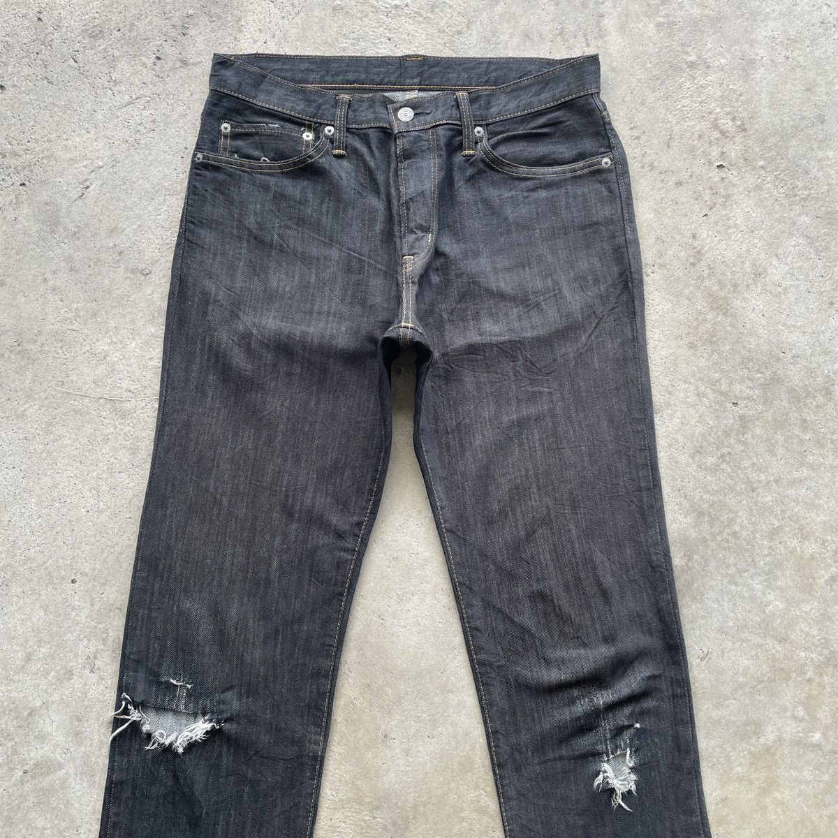Japanese Brand W32💥 Vintage Edwin Black Distressed Jeans Denim Pants Size US 32 / EU 48 - 3 Thumbnail