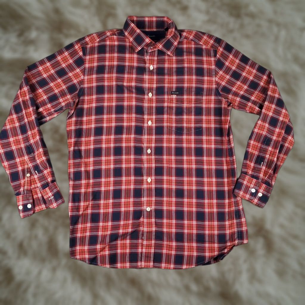 Faconnable Façonnable Red Plaid Button-Up Shirt Mens Medium Long Sleeve Casual Size US M / EU 48-50 / 2 - 1 Thumbnail