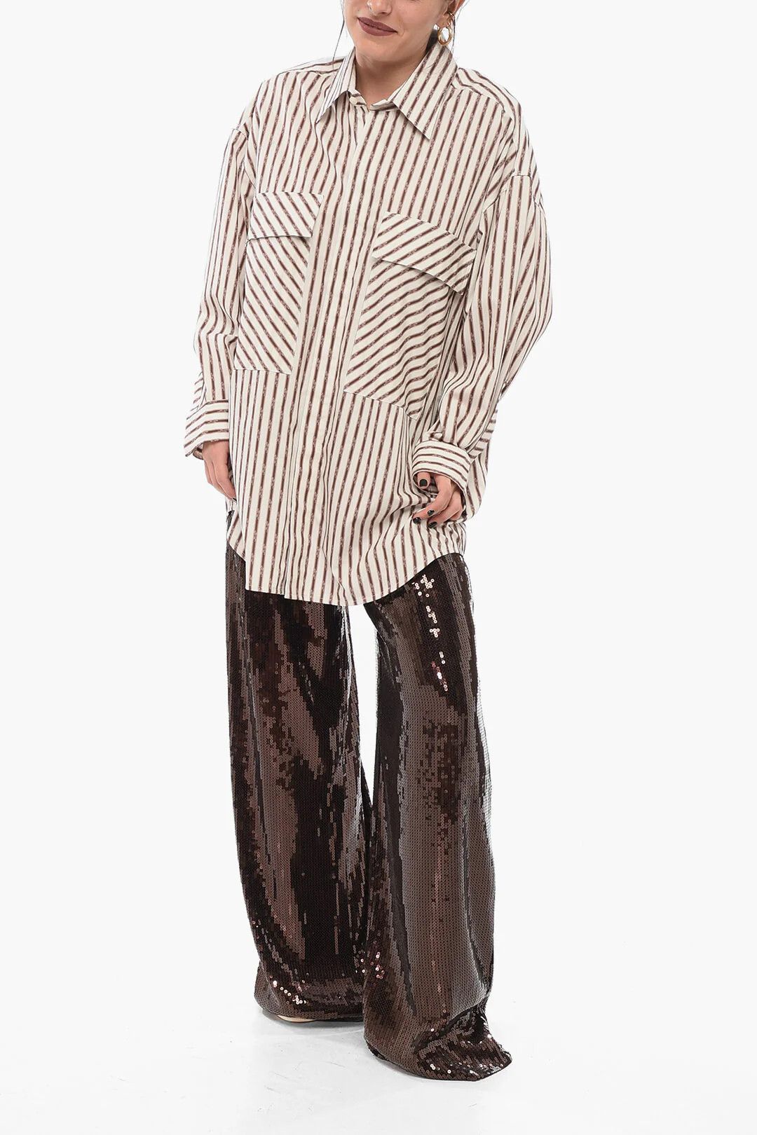 Amiri og1mm0426 Long-Sleeved Blouse in Brown Size S / US 4 / IT 40 - 4 Thumbnail