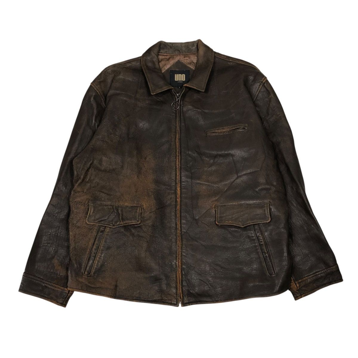 Japanese Brand 🔥VINTAGE LEATHER JACKET BIKER UNO UOMO ISSEY MIYAKE Size US L / EU 52-54 / 3 - 1 Thumbnail