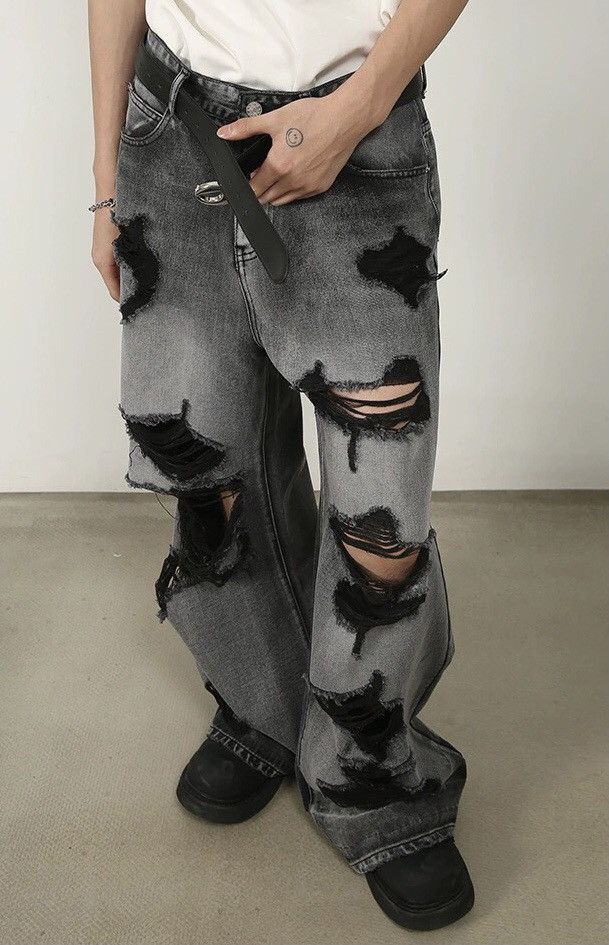 Japanese Brand × Vintage Utility grunge distressed ripped mopping jeans Size US 30 / EU 46 - 2 Thumbnail
