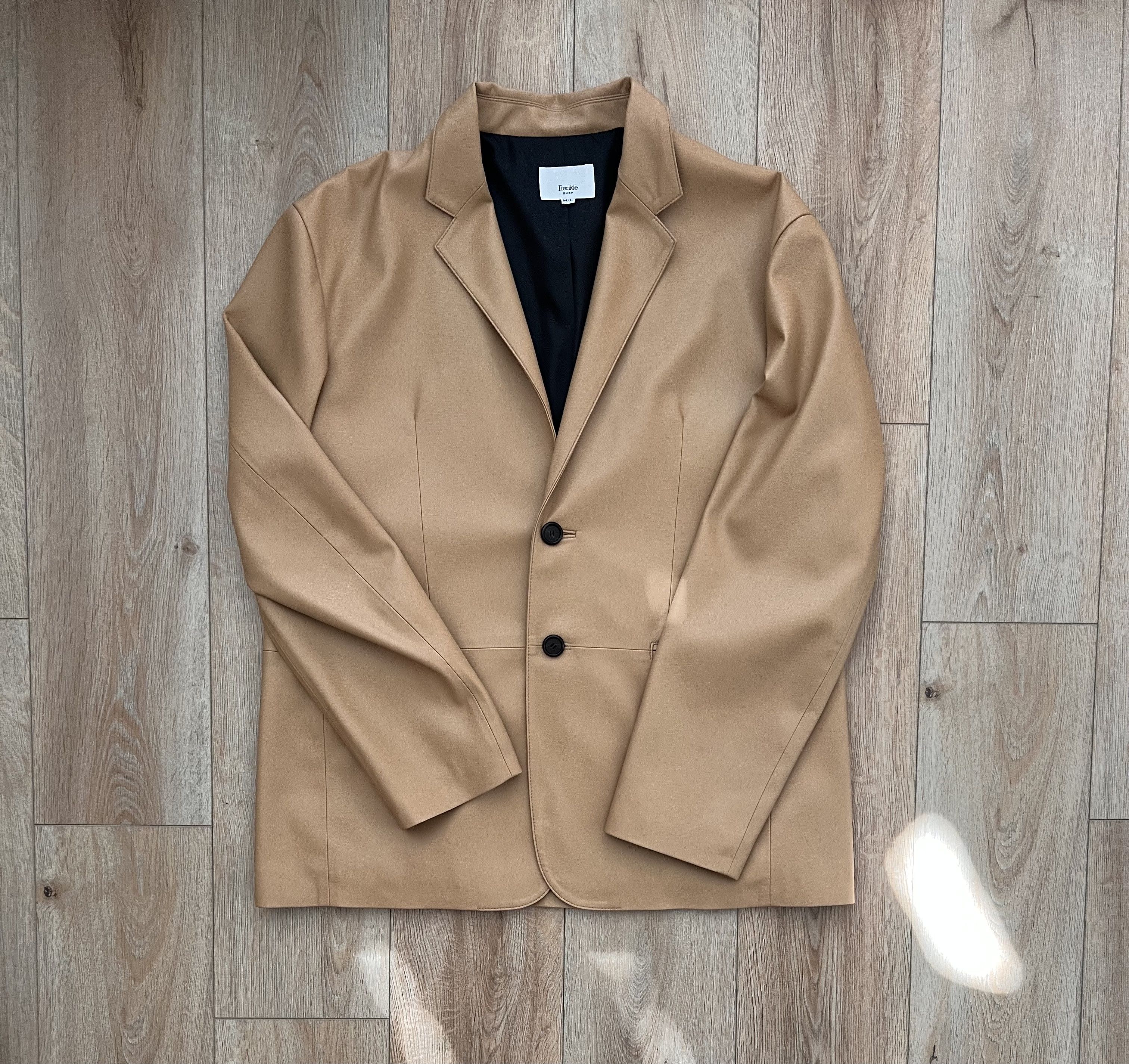 image of The Frankie Shop Brown Faux Leather Blazer, Men's (Size Medium)