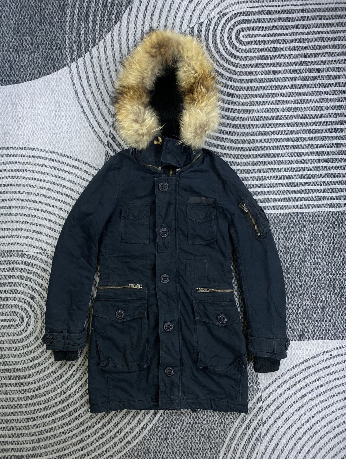 Vintage Moussy Punk Style Faux Fur Hoodie Jacket